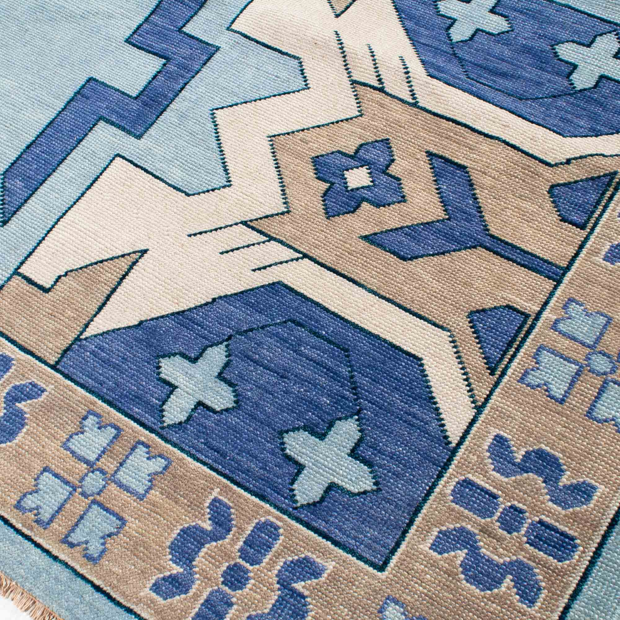 In Stock 9x12 Zara Blue Turkish Knot Rug - Image 4