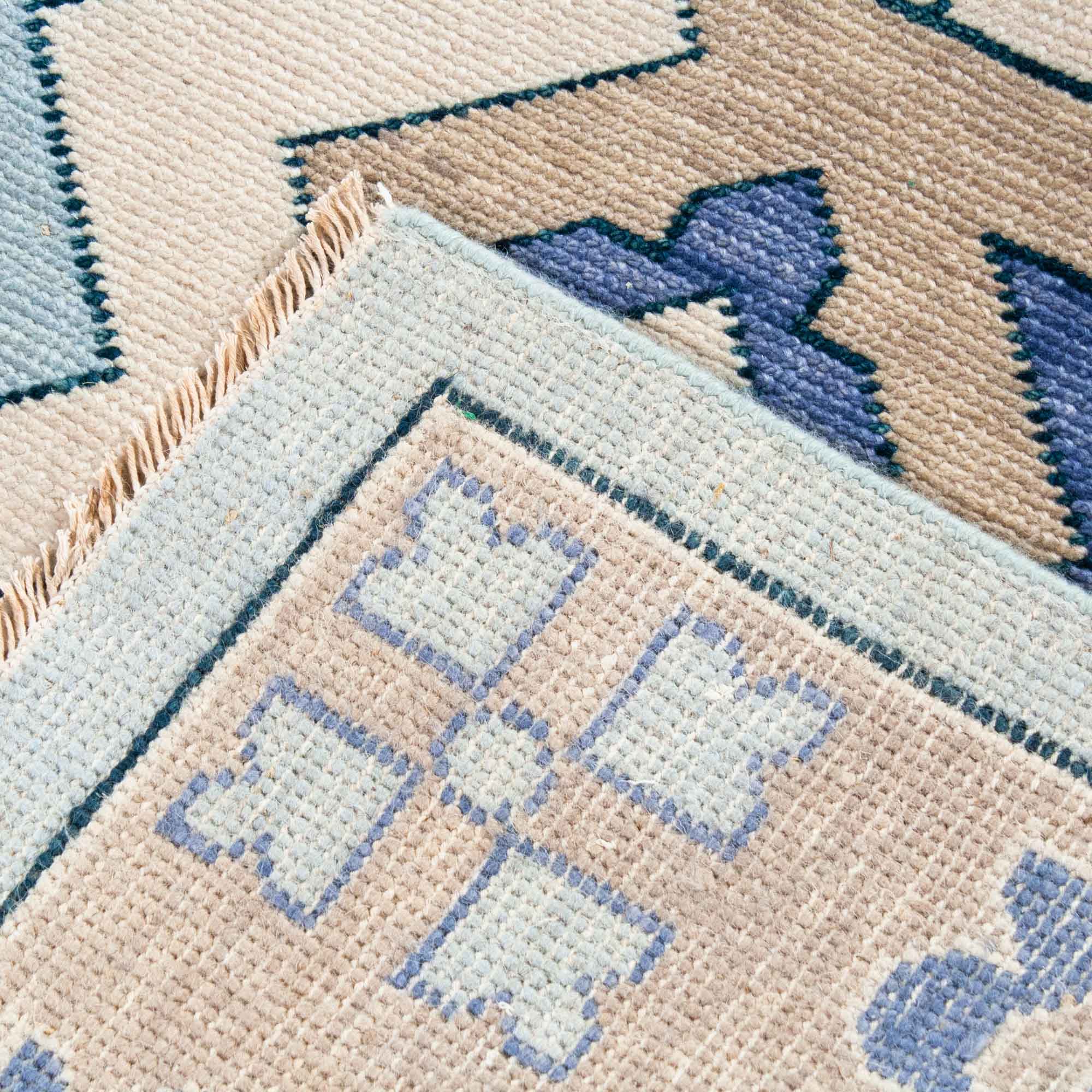 In Stock 9x12 Zara Blue Turkish Knot Rug - Image 6