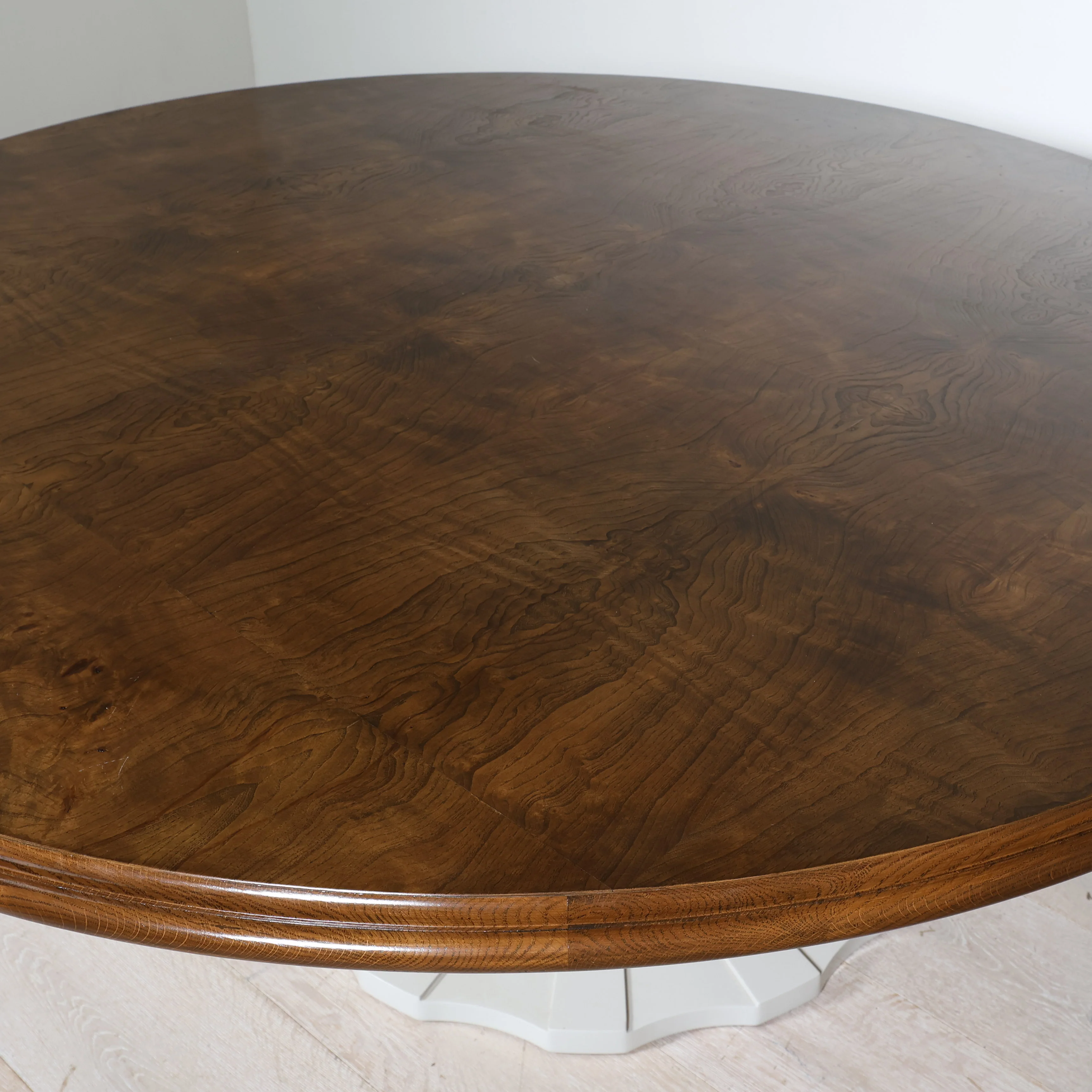 In Stock Bellwether Dining Table with Olive Ash Top and Baby Fawn Lacquer Base - Image 5