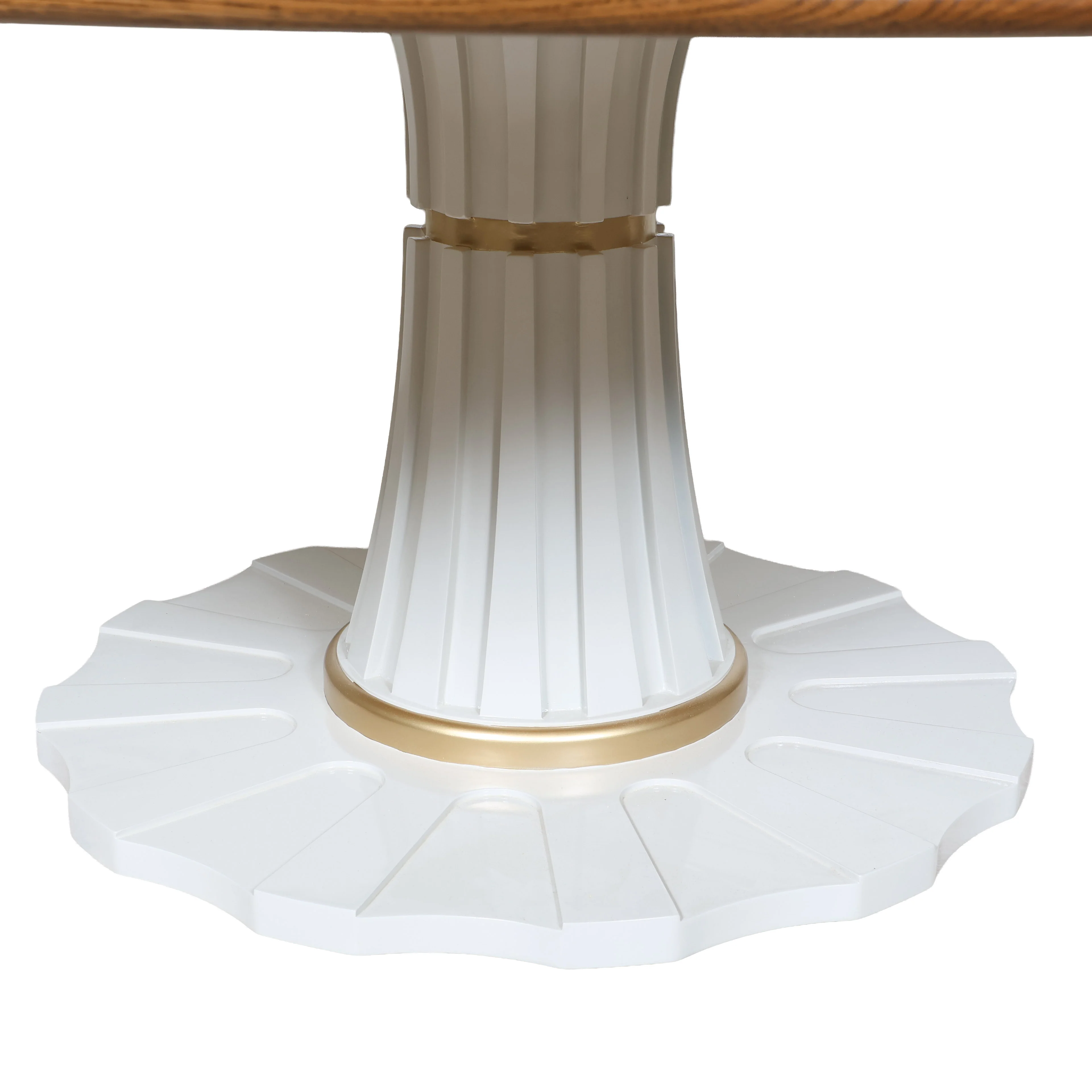 In Stock Bellwether Dining Table with Olive Ash Top and Baby Fawn Lacquer Base - Image 6