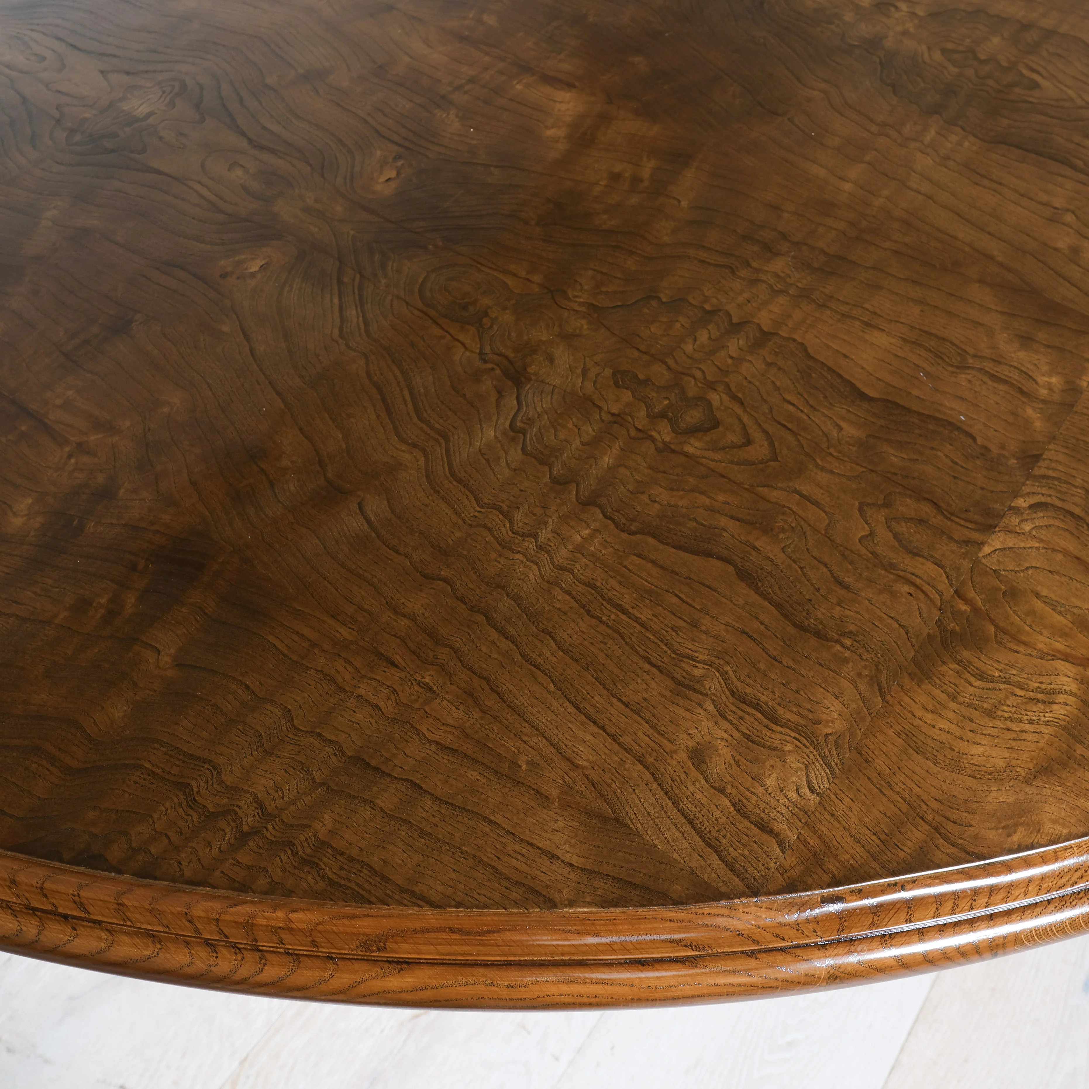 In Stock Bellwether Dining Table with Olive Ash Top and Baby Fawn Lacquer Base - Image 8