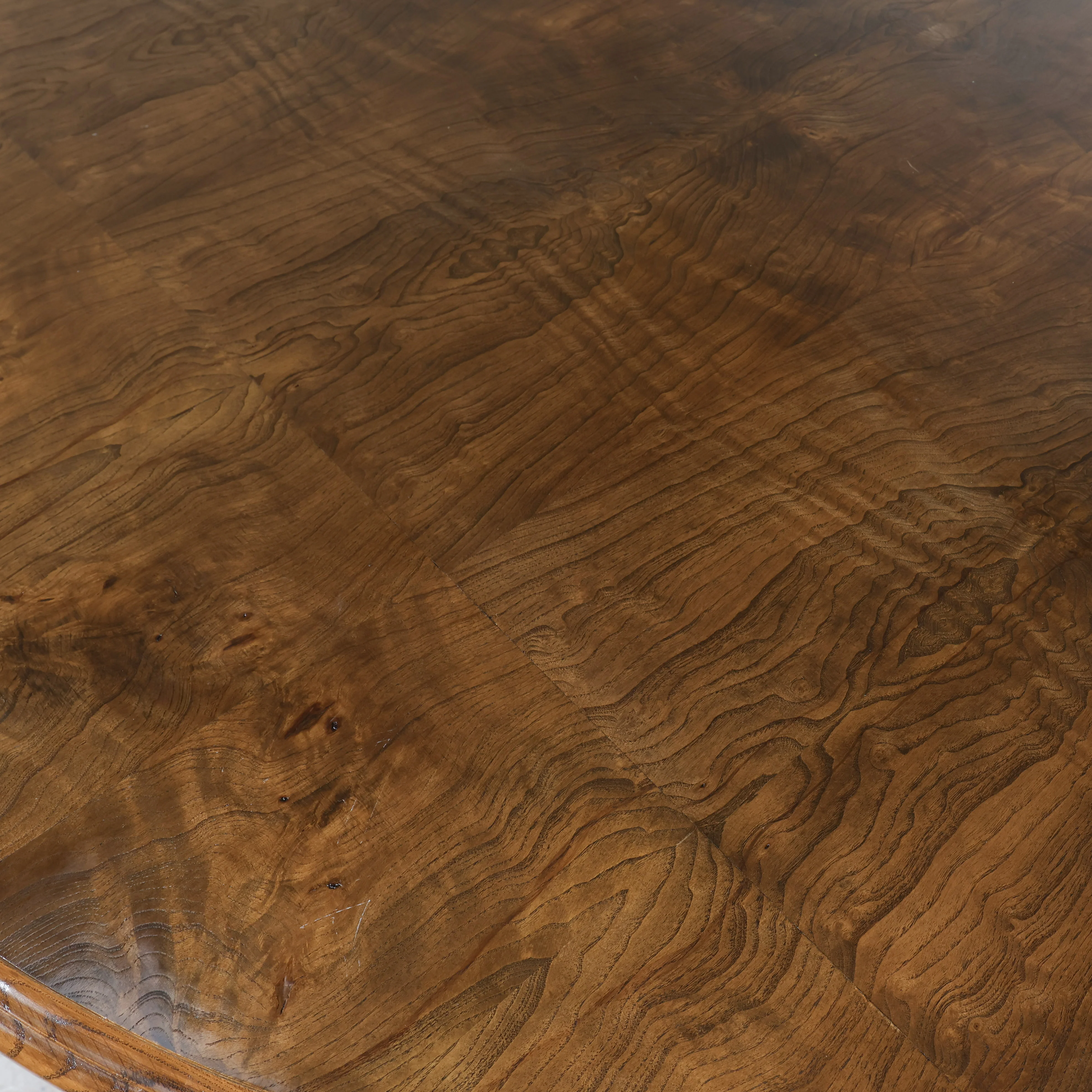 In Stock Bellwether Dining Table with Olive Ash Top and Baby Fawn Lacquer Base - Image 9