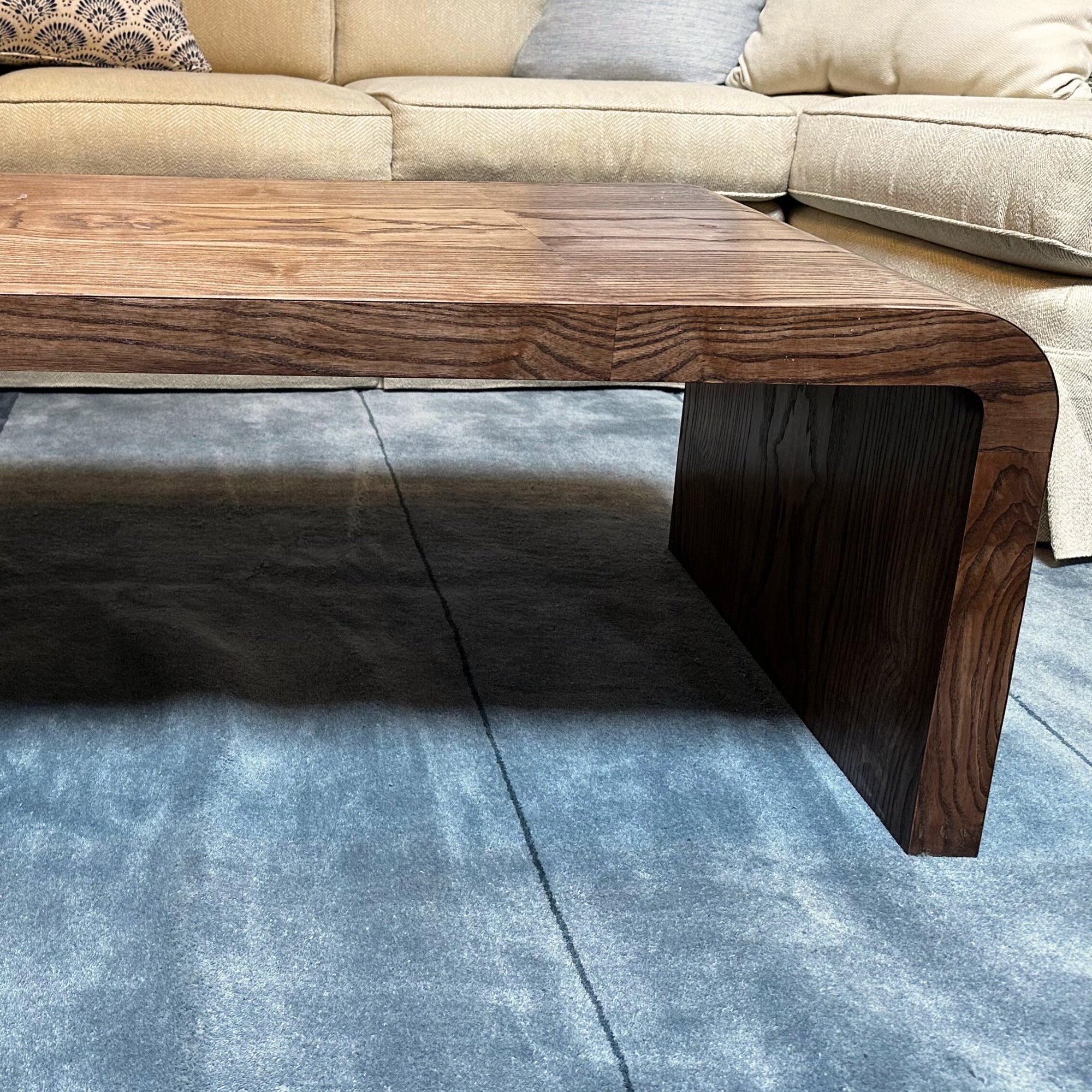In Stock Janus Waterfall Coffee Table Rectangle in Olive Ash Sumatra - Image 4