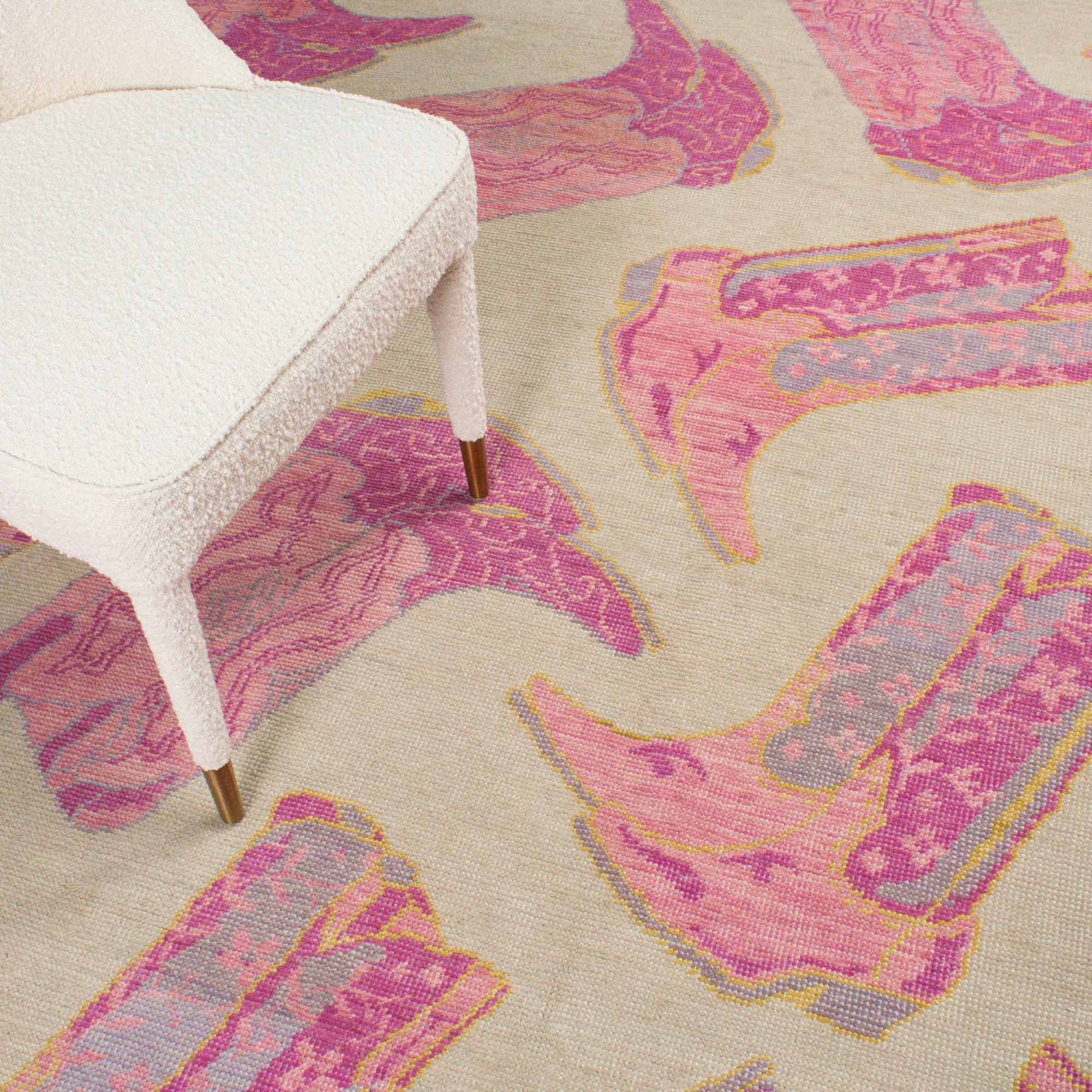 In Stock 4x6 Pink Kicker Turkish Knot Rug - Image 5