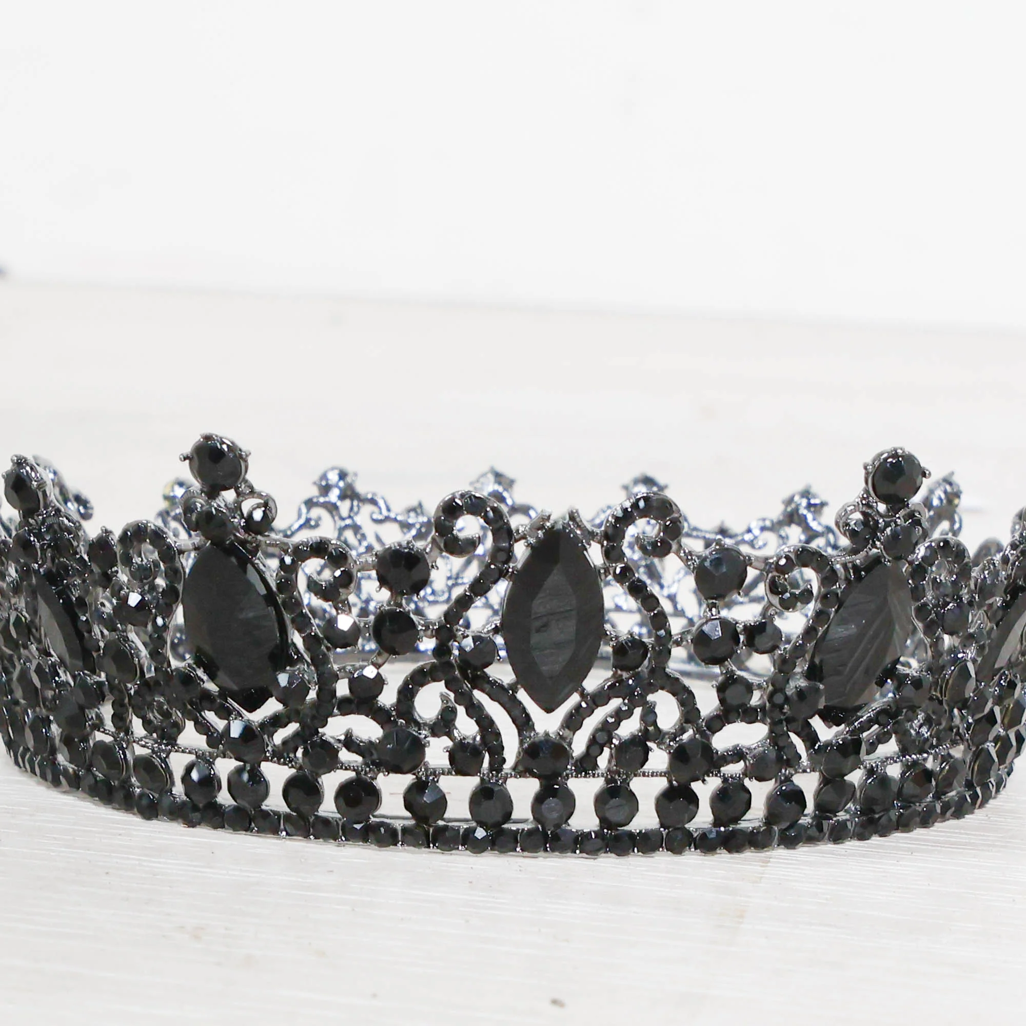 Jet Black Diamond Crystal Filigree Crown/Tiara - Image 3
