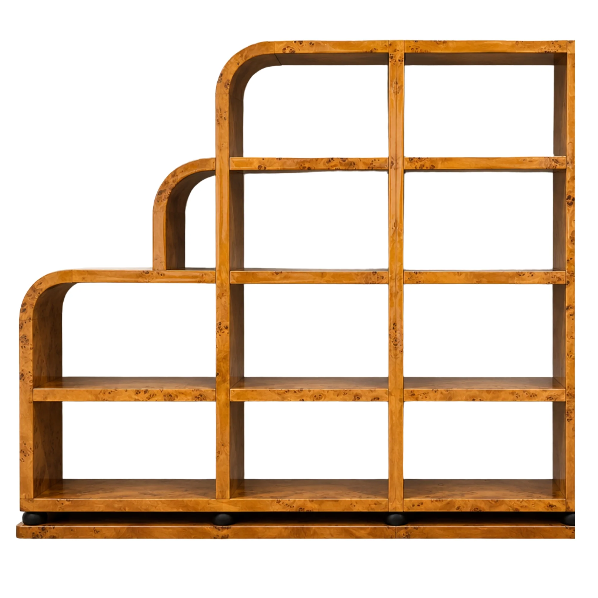 Mid-Century Style Burl Wood Open Display Shelf #1