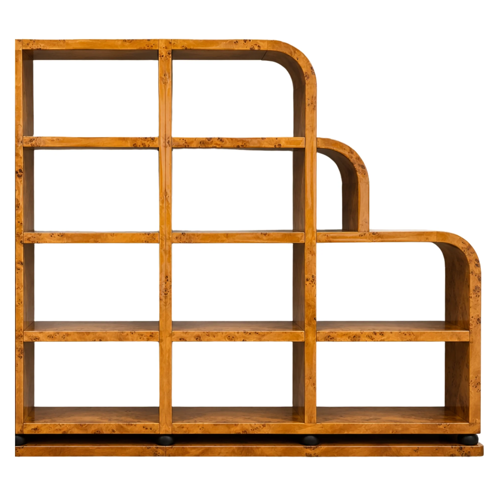 Mid-Century Style Burl Wood Open Display Shelf #2
