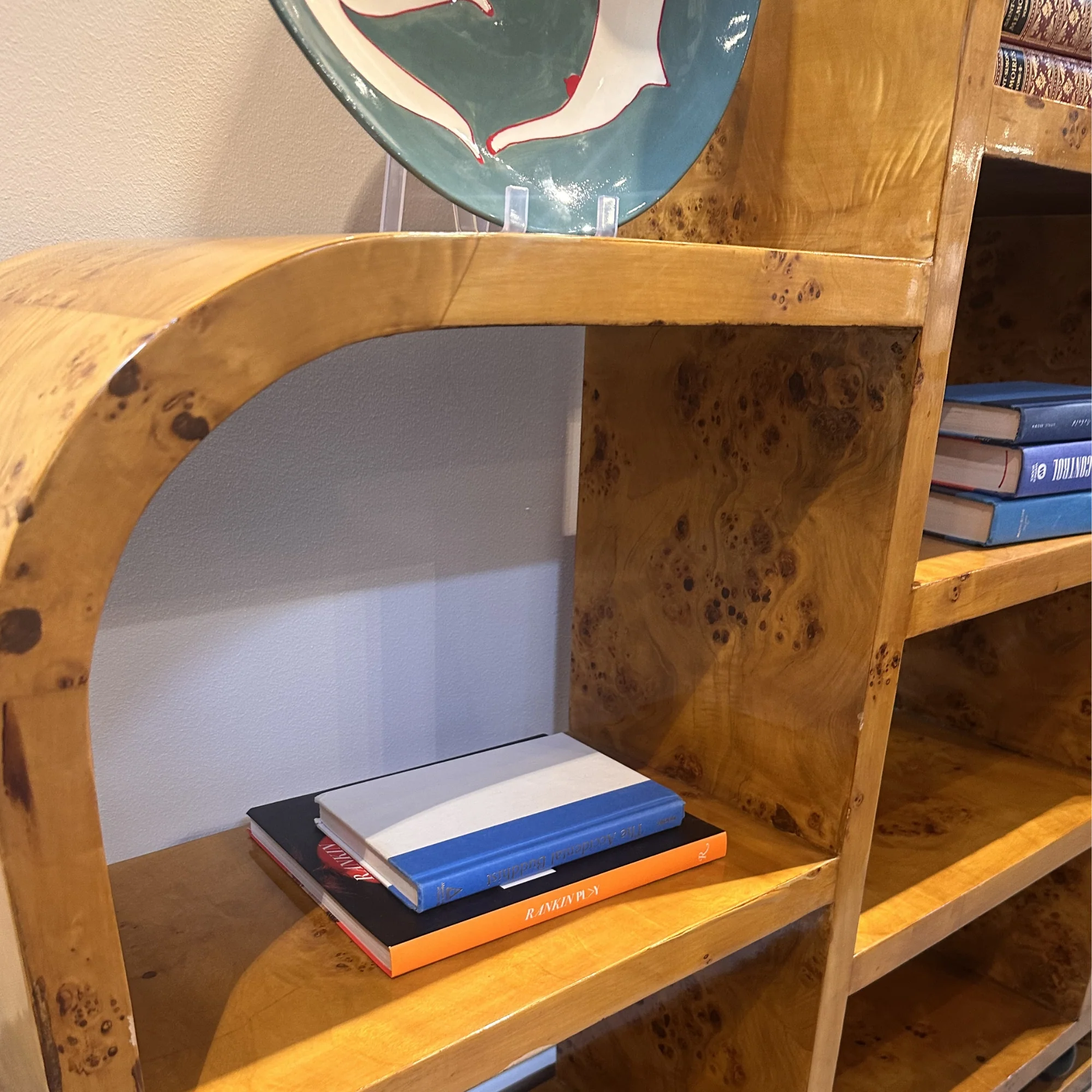 Mid-Century Style Burl Wood Open Display Shelf #2 - Image 2