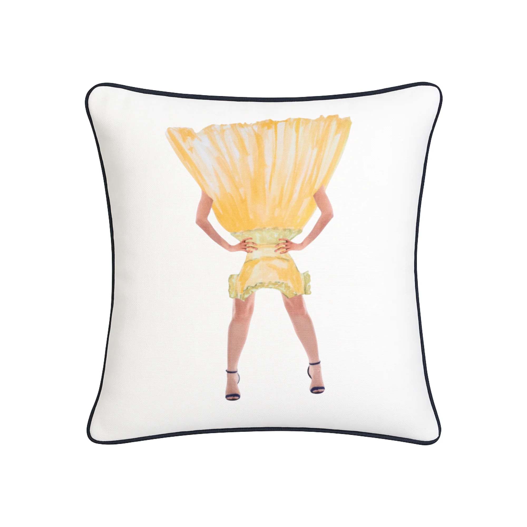 Ladies Throw Pillow Cover - Yellow