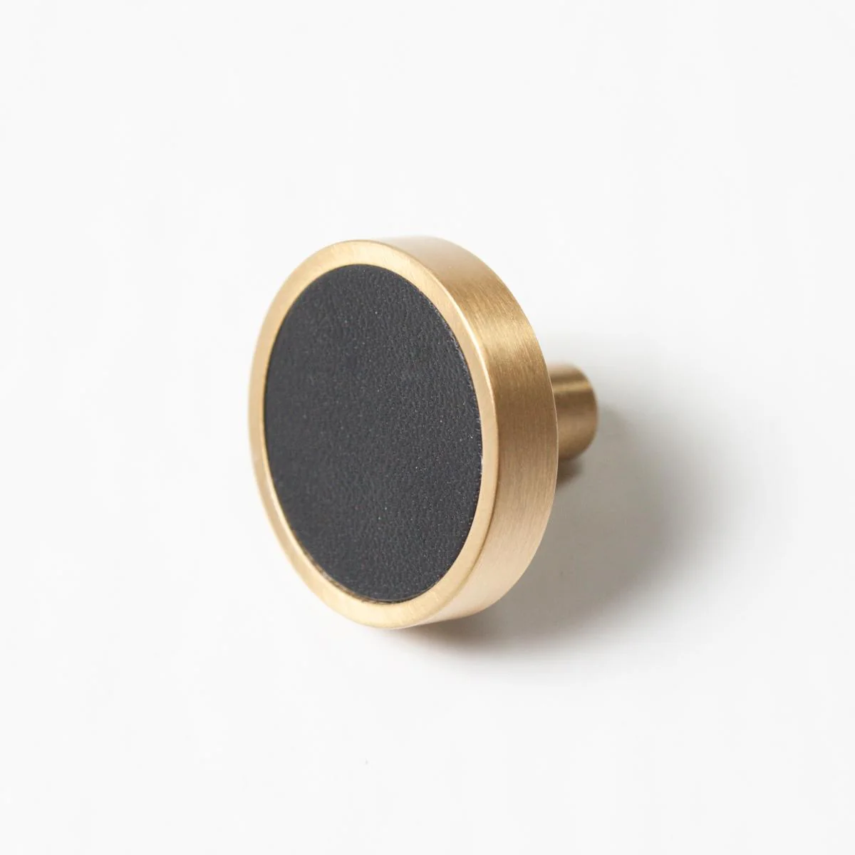 Leather & Brass Knob - Black - Image 3