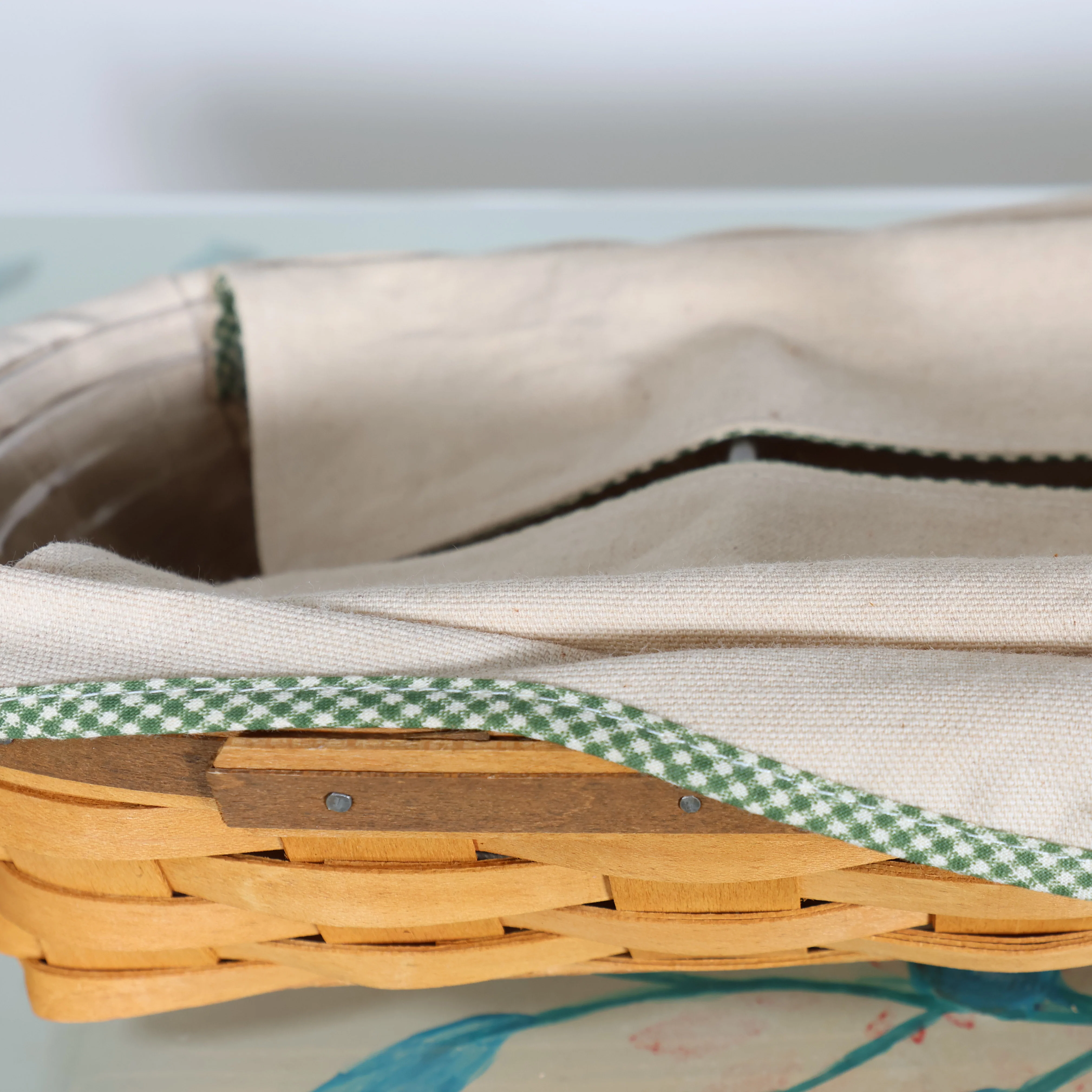 Longaberger Bread Basket with Gingham Trim - Image 3