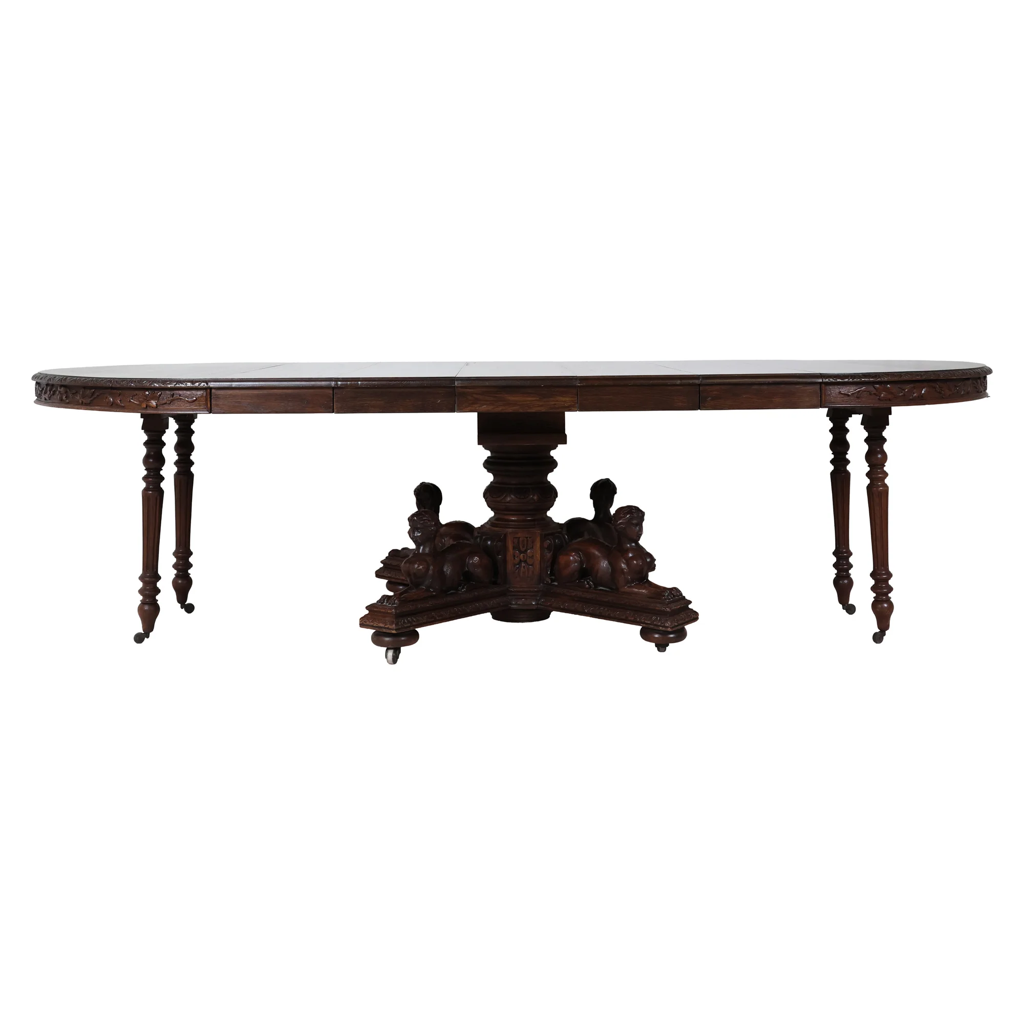 Louis XIII Oval Dining Table with Five Leaves
