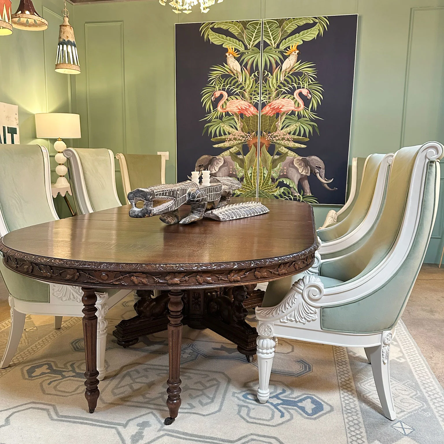 Louis XIII Oval Dining Table with Five Leaves - Image 2