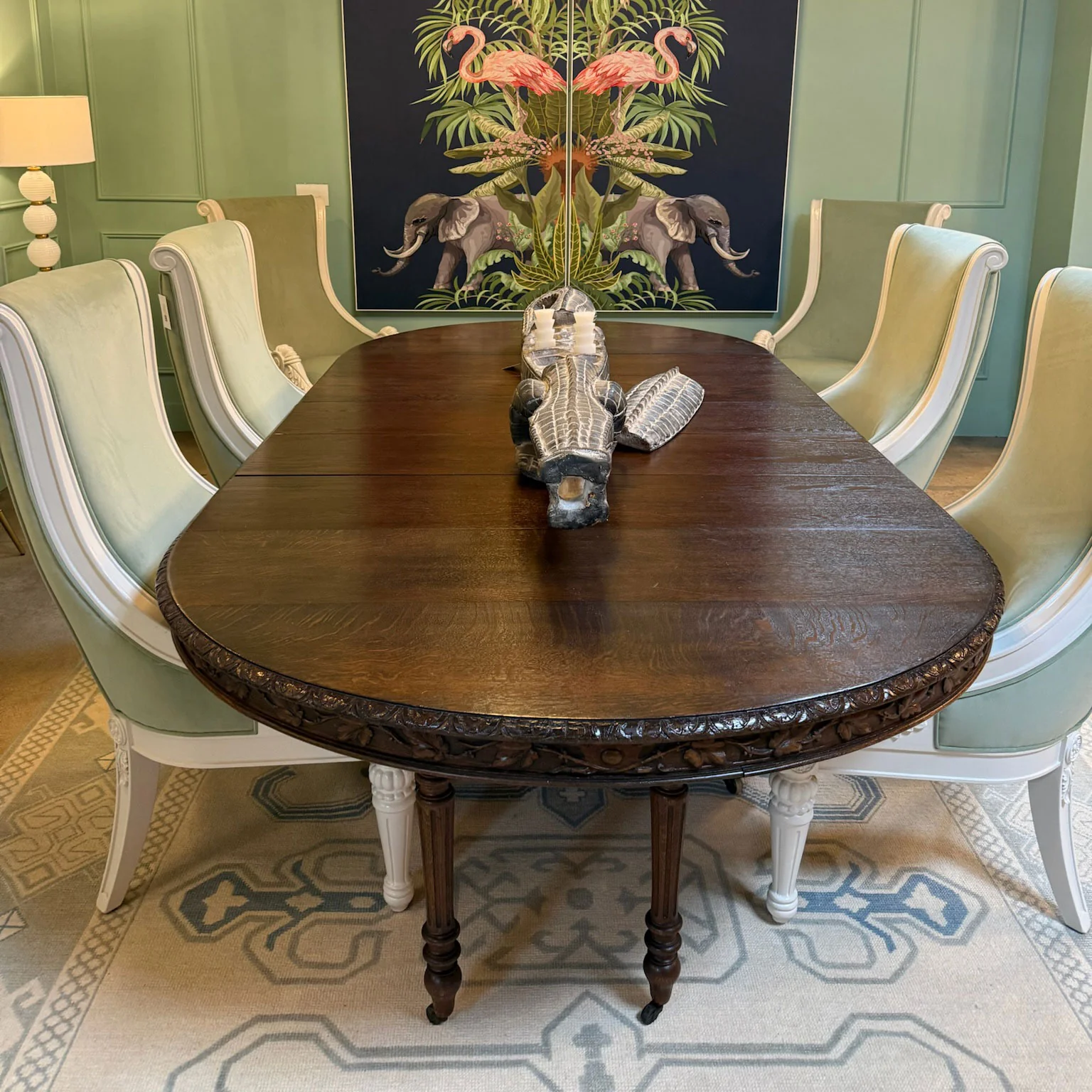 Louis XIII Oval Dining Table with Five Leaves - Image 3