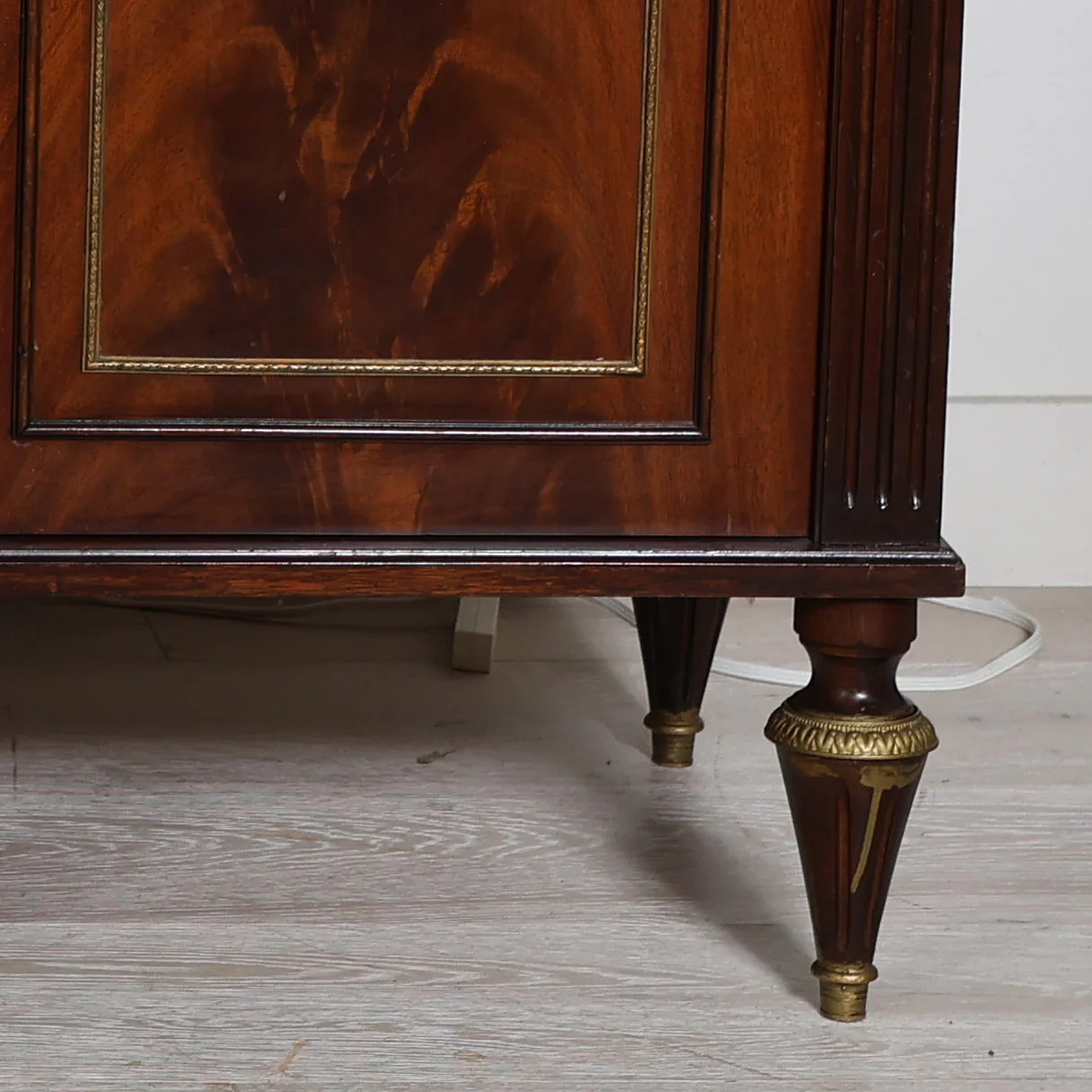 Louis XVI Style White Marble Top Mahogany Sideboard - Image 11