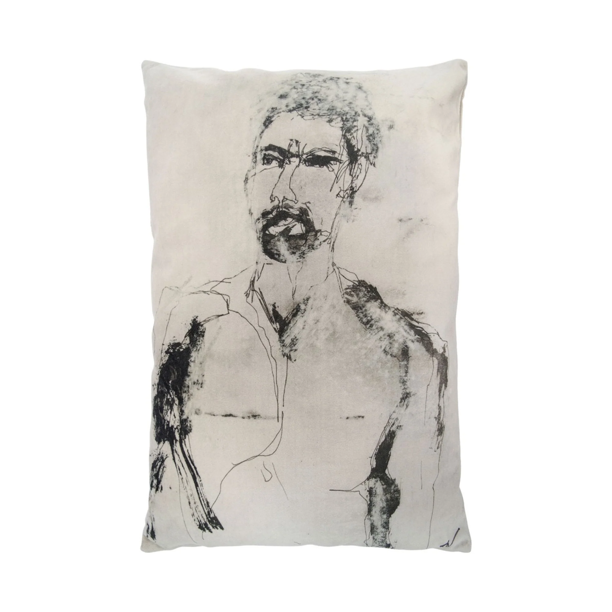 Male Portrait Velvet Cushion
