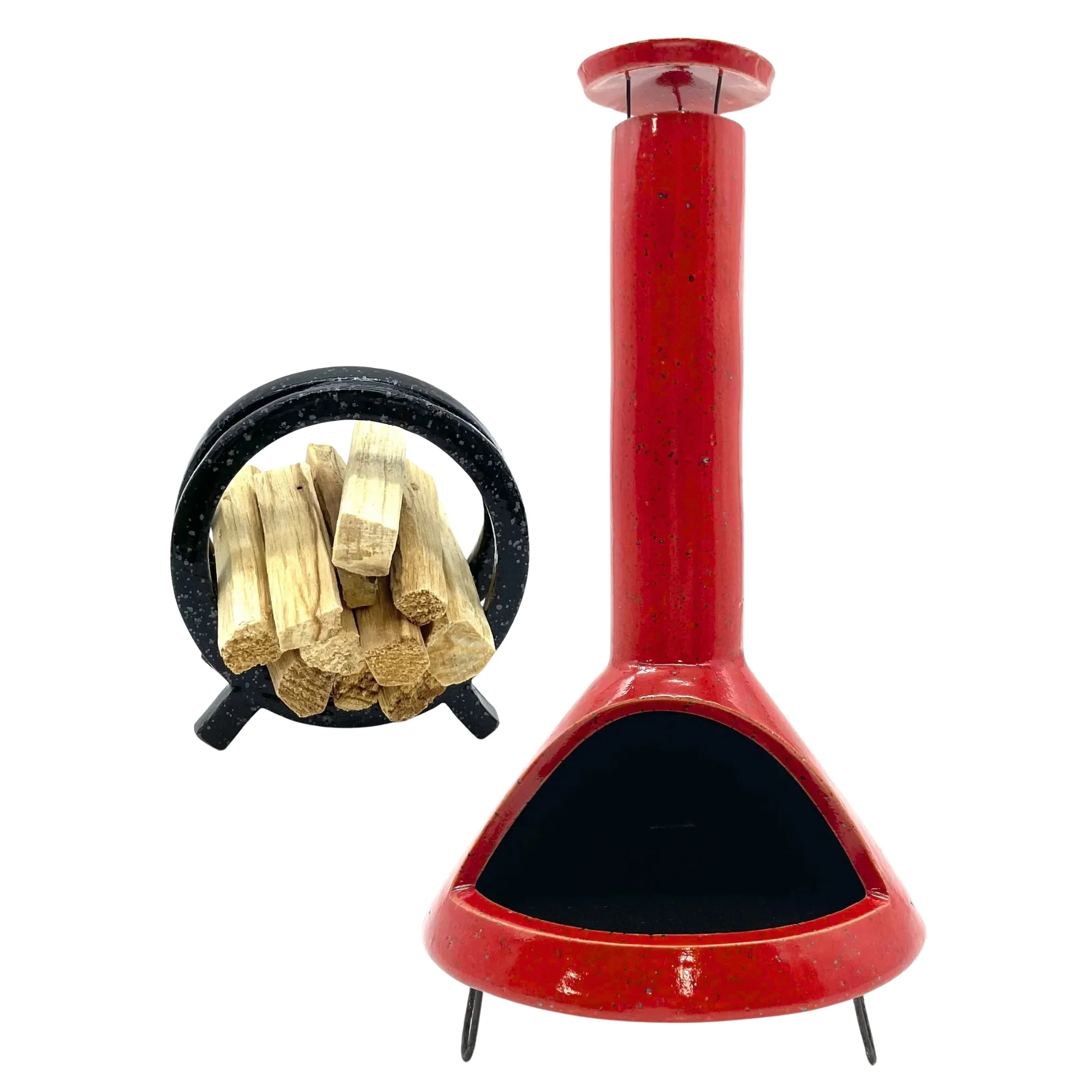 Mini Malm Burner - Red with Incense & Log Holder
