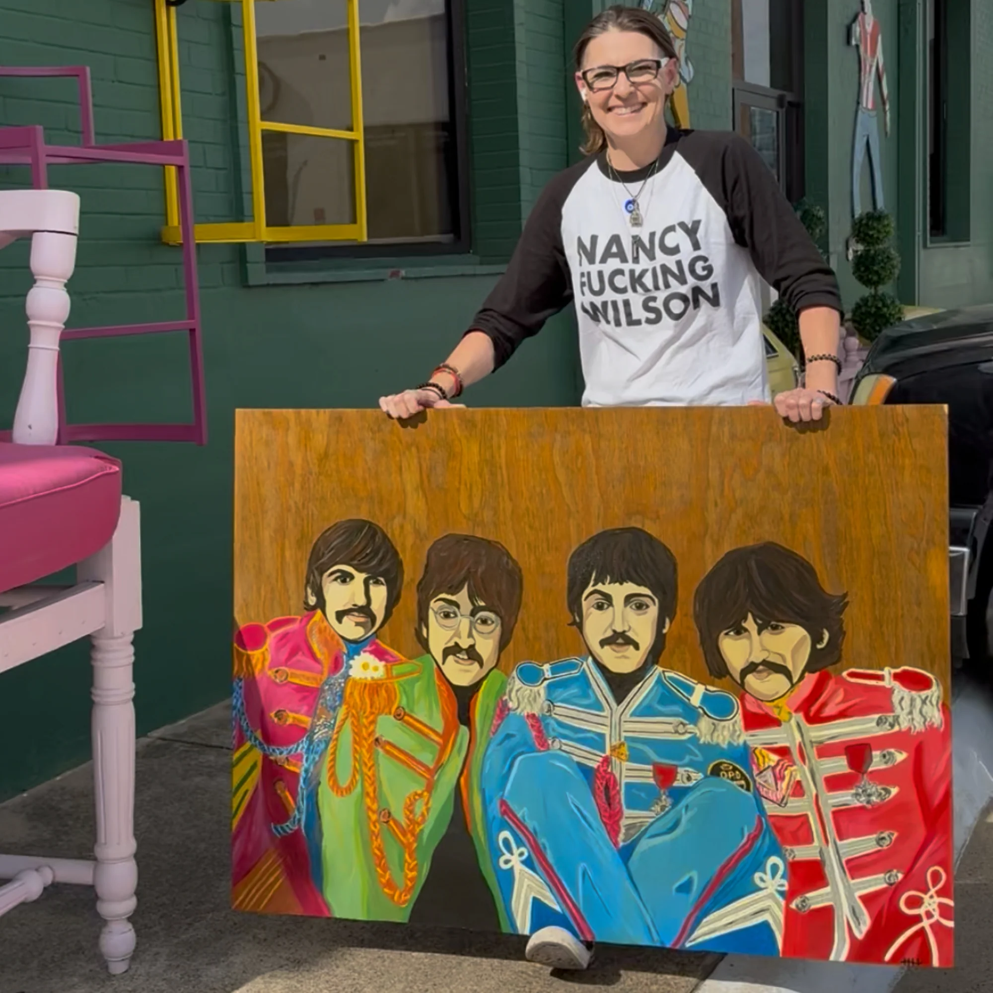 Original Beatles Artwork Painted on Wood by Heather Horton - Image 3