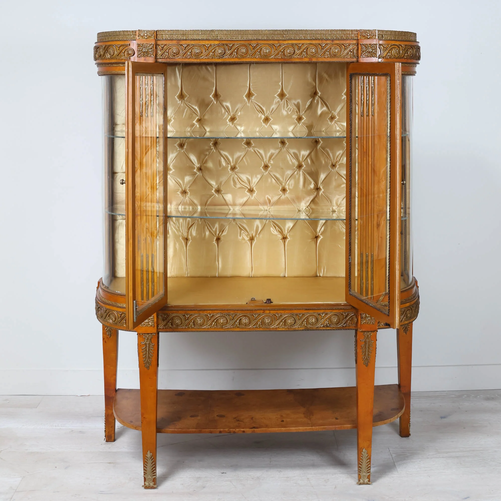Ornate Vitrine Cabinet with Silk Tufted Detailing - Image 5