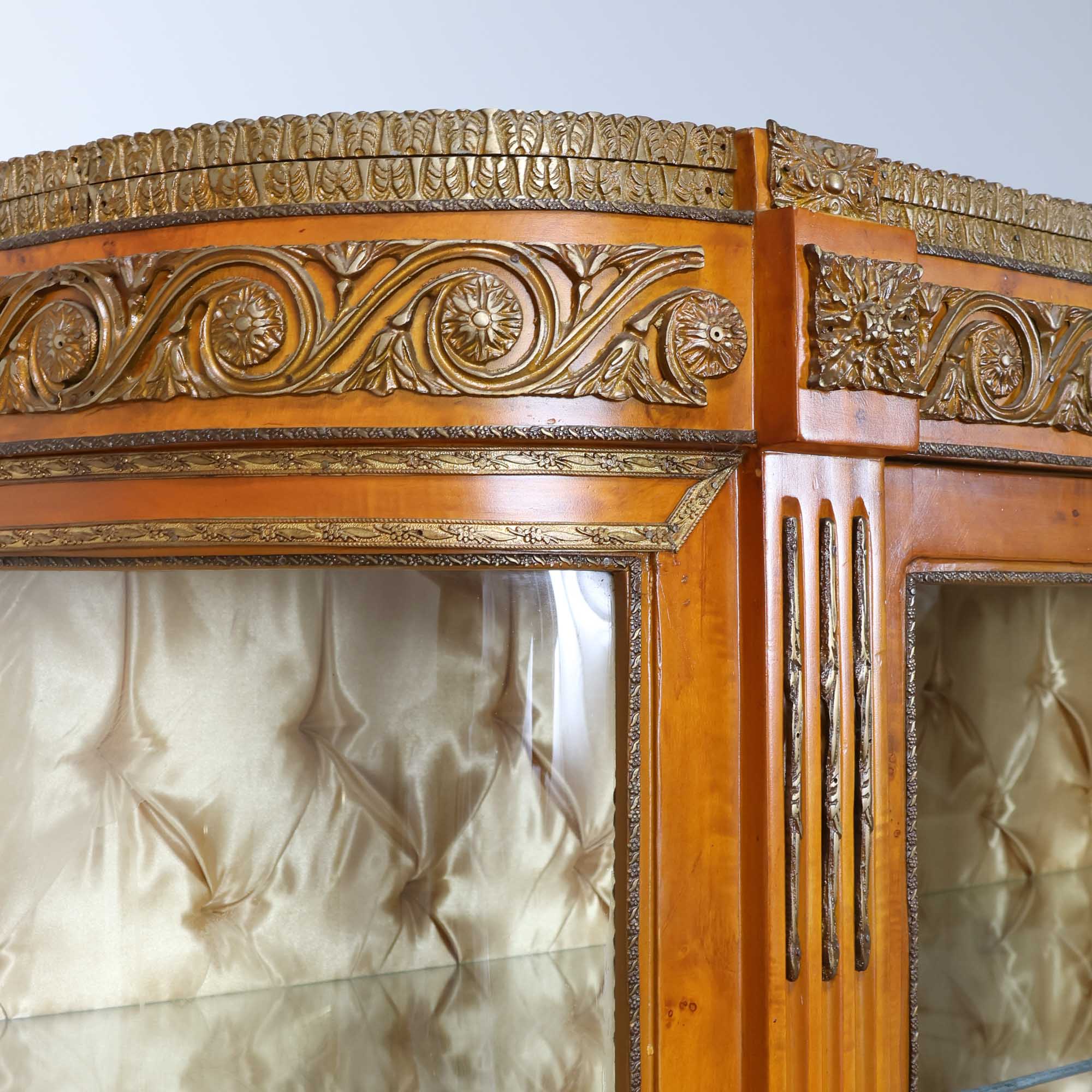 Ornate Vitrine Cabinet with Silk Tufted Detailing - Image 9