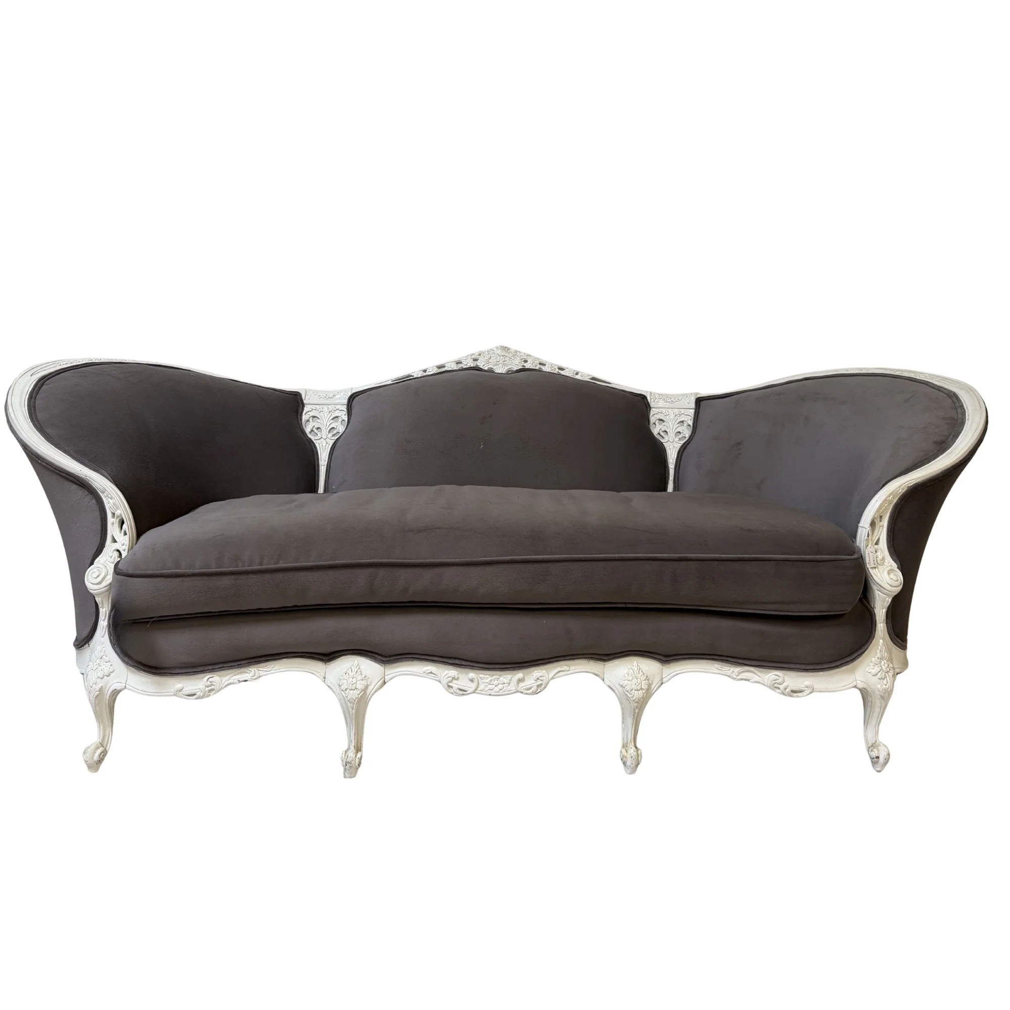 Ornate White Sofa in Childress Upholstery