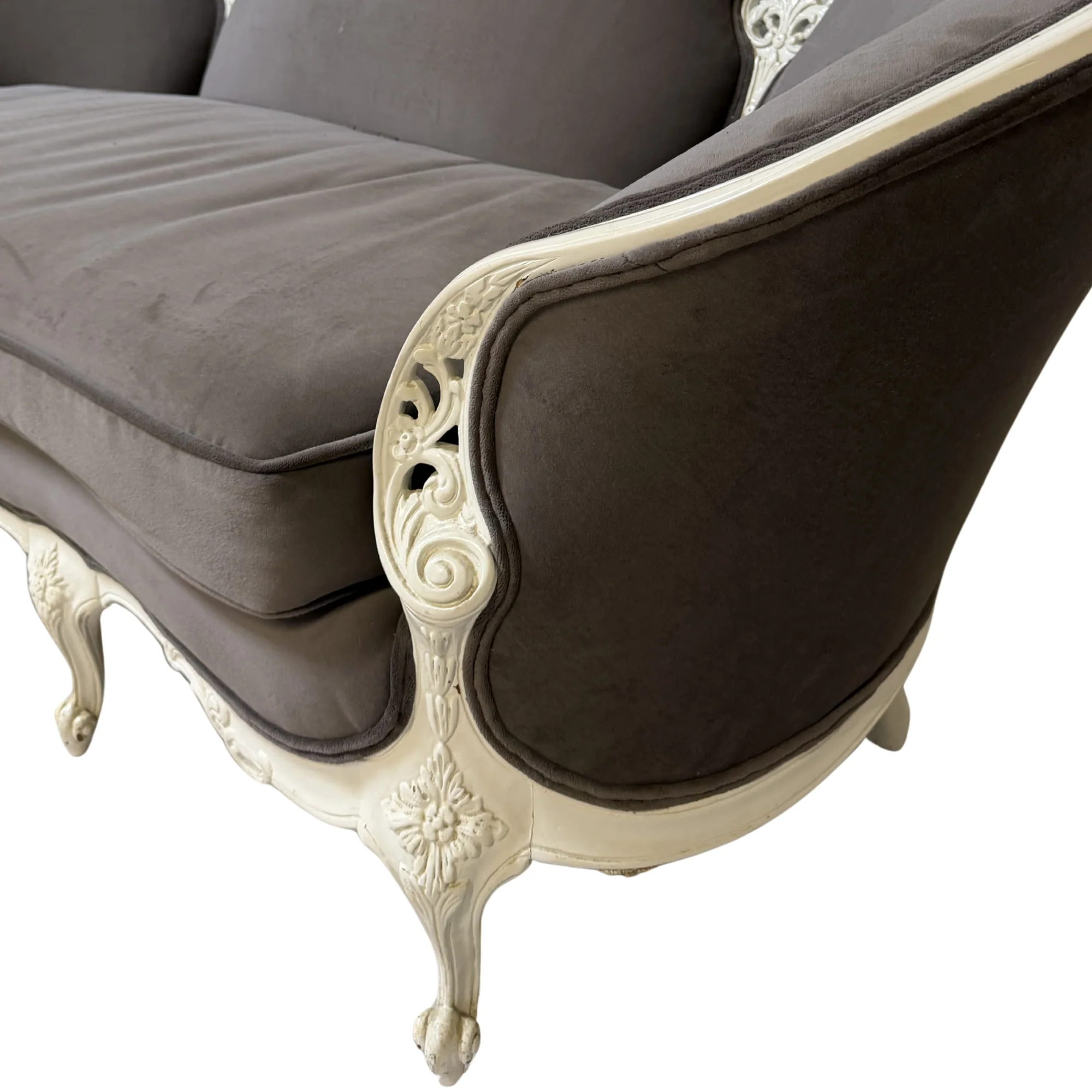 Ornate White Sofa in Childress Upholstery - Image 5