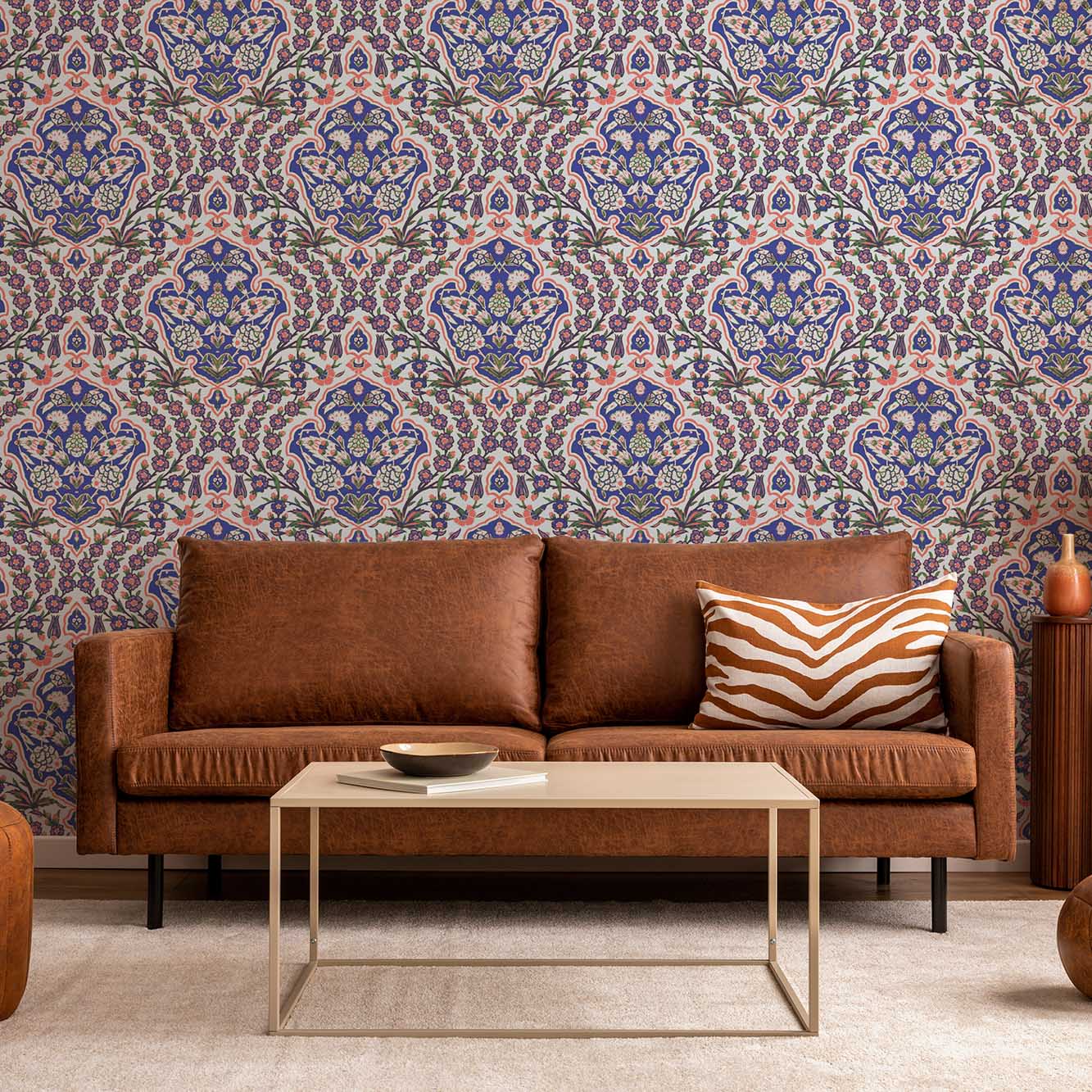 Ottoman Large Wallpaper - Blues & Coral - Image 5