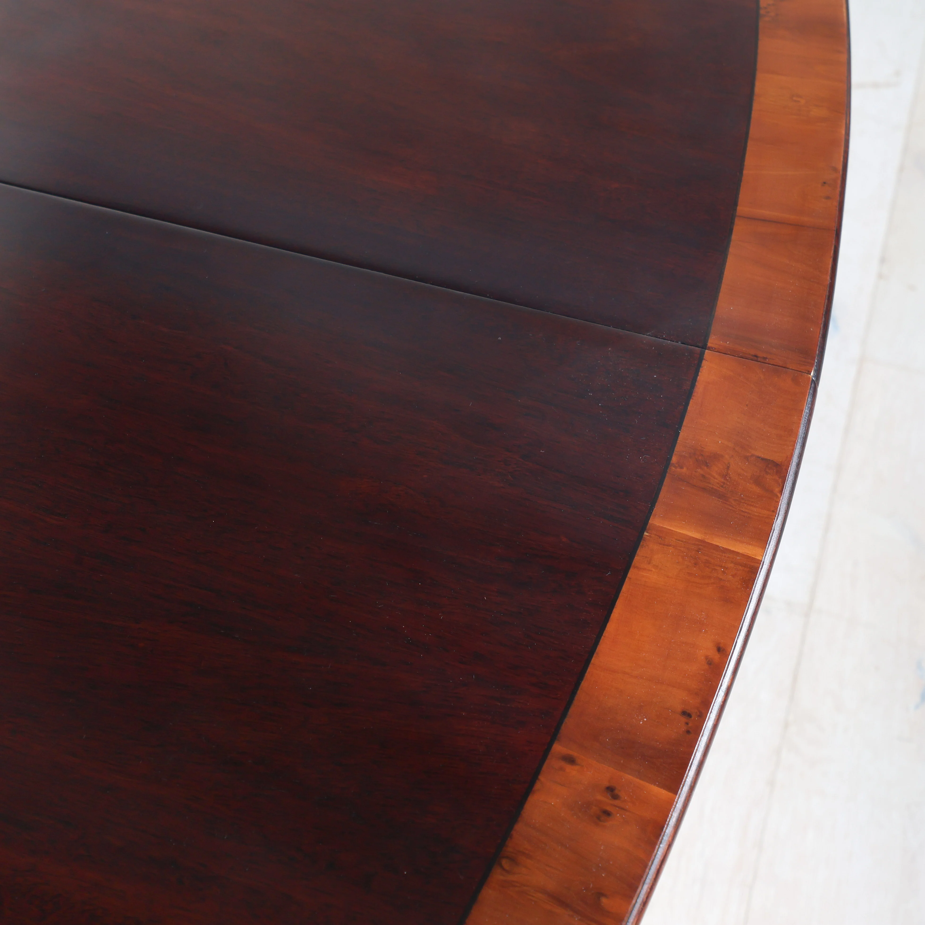 Oval Double Pedestal Burl Dining Table With 3 Leaves - Image 4