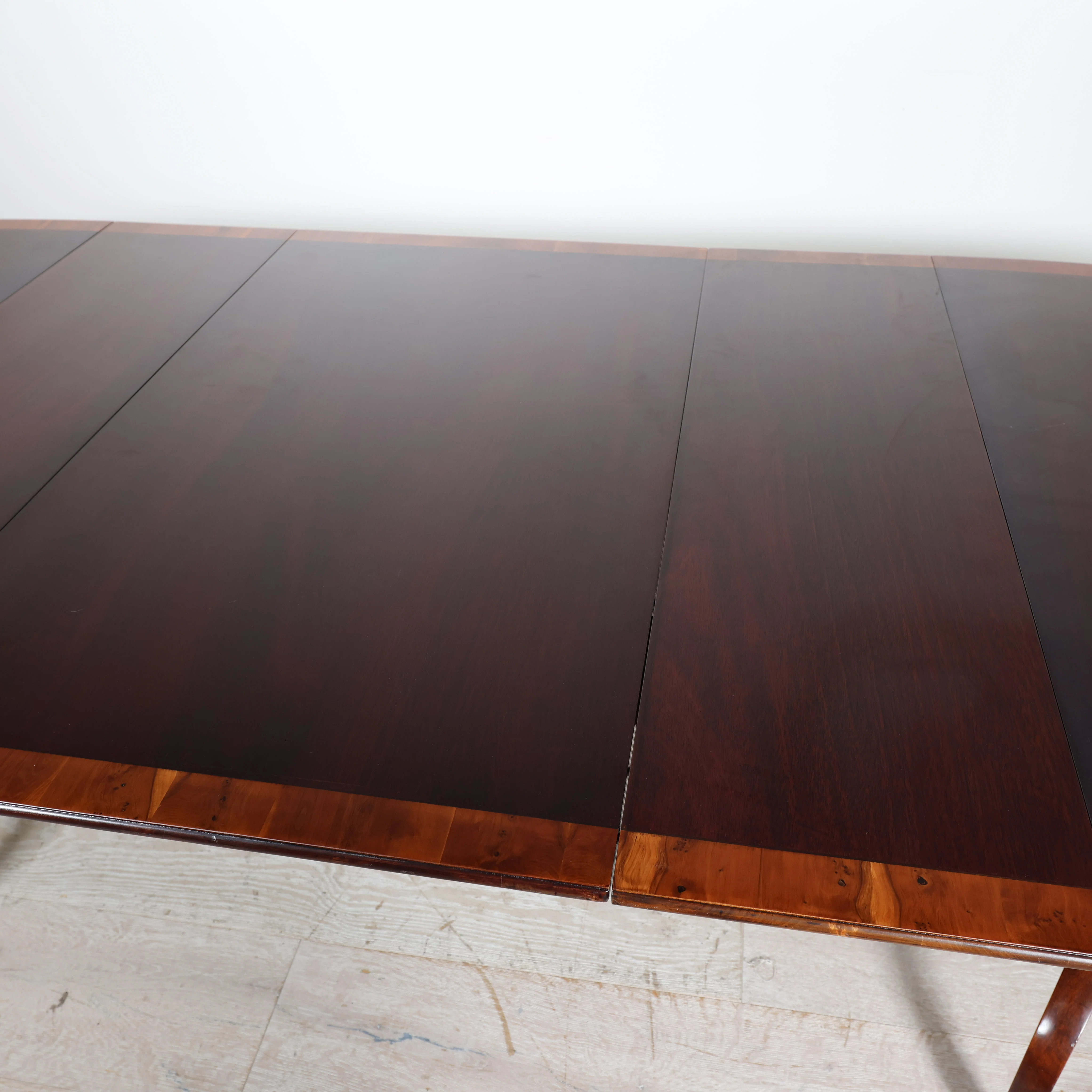 Oval Double Pedestal Burl Dining Table With 3 Leaves - Image 6