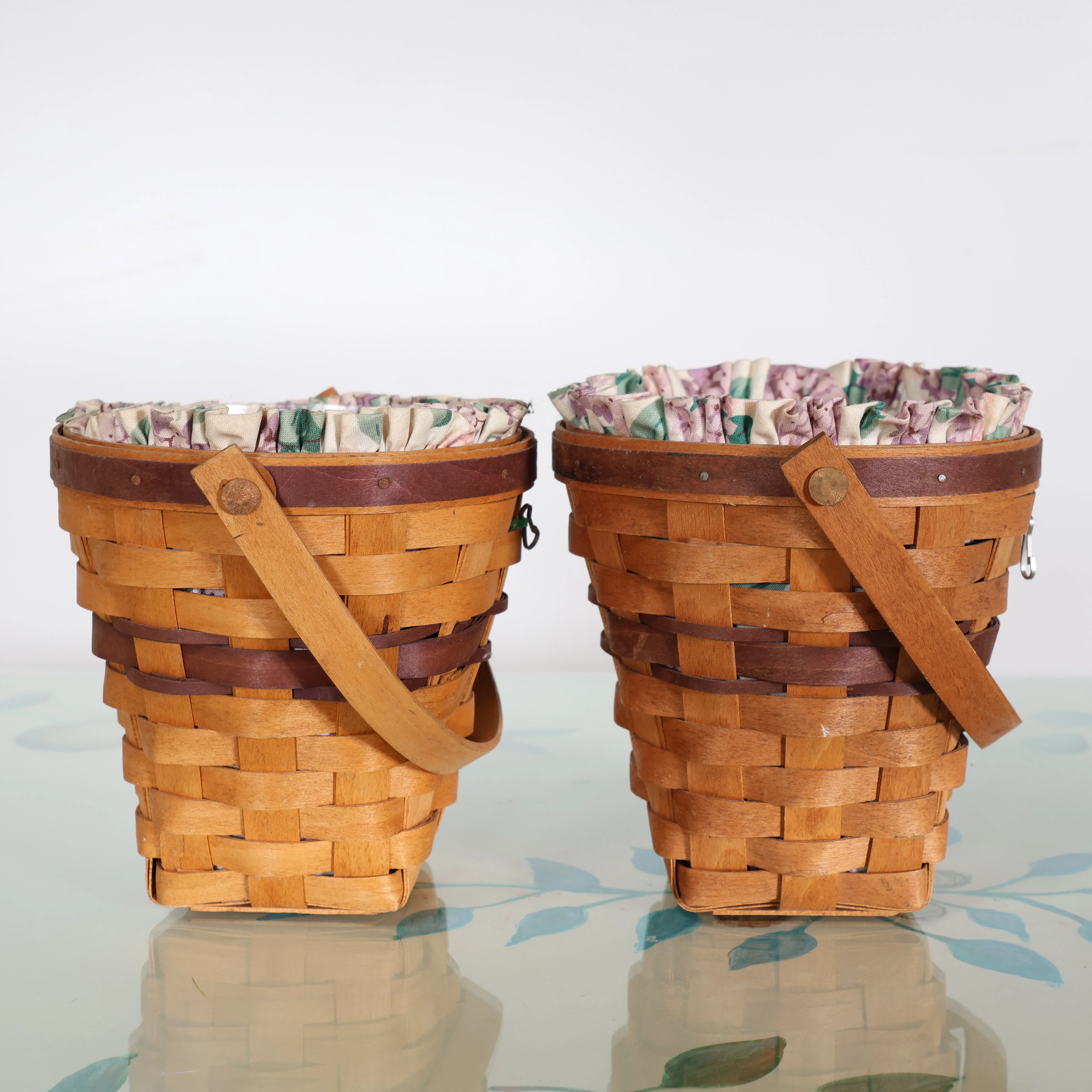 Pair of 90s Floral Longaberger Baskets - Image 2