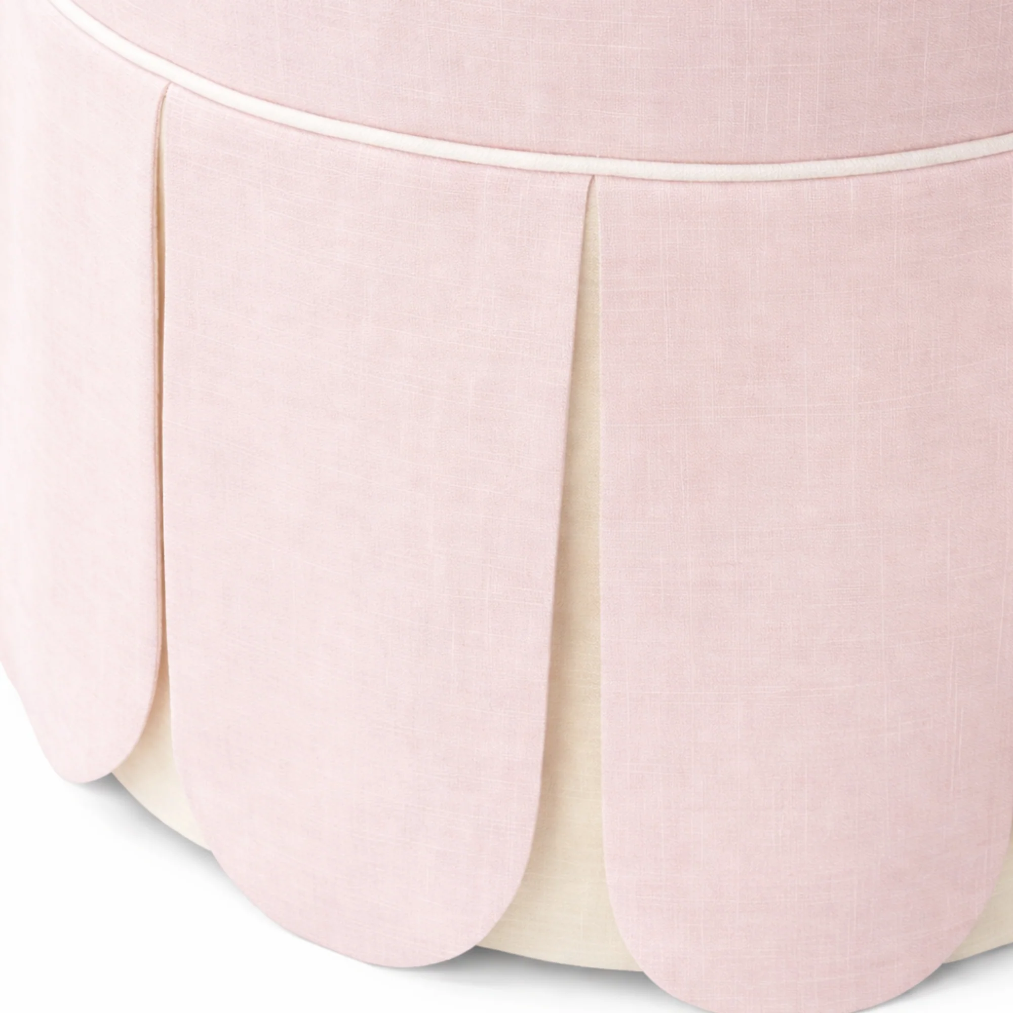 In Stock Blossom Ottoman in Blush Linen - Image 3