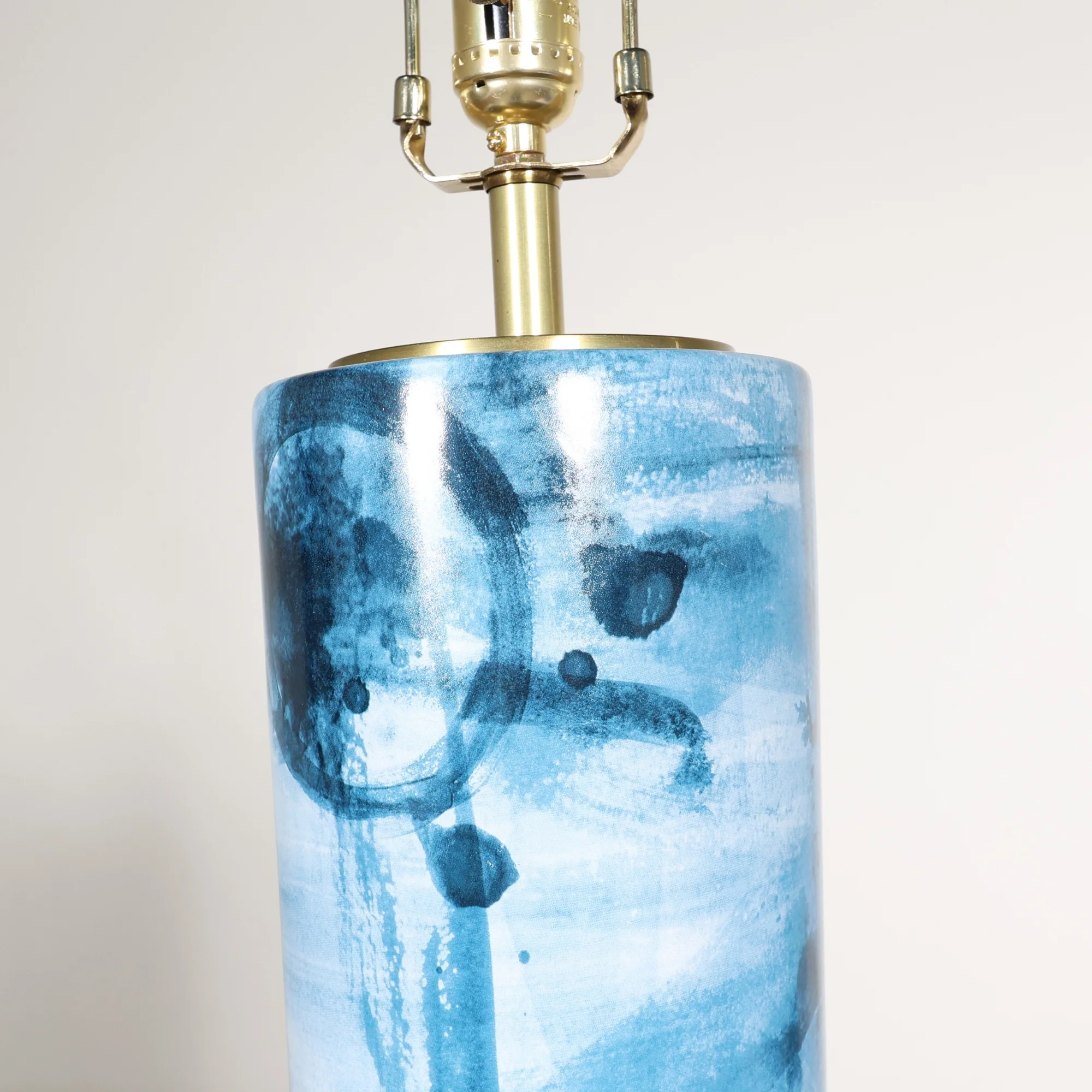 Pair of Blue Watercolor Designer Lamps - Image 2