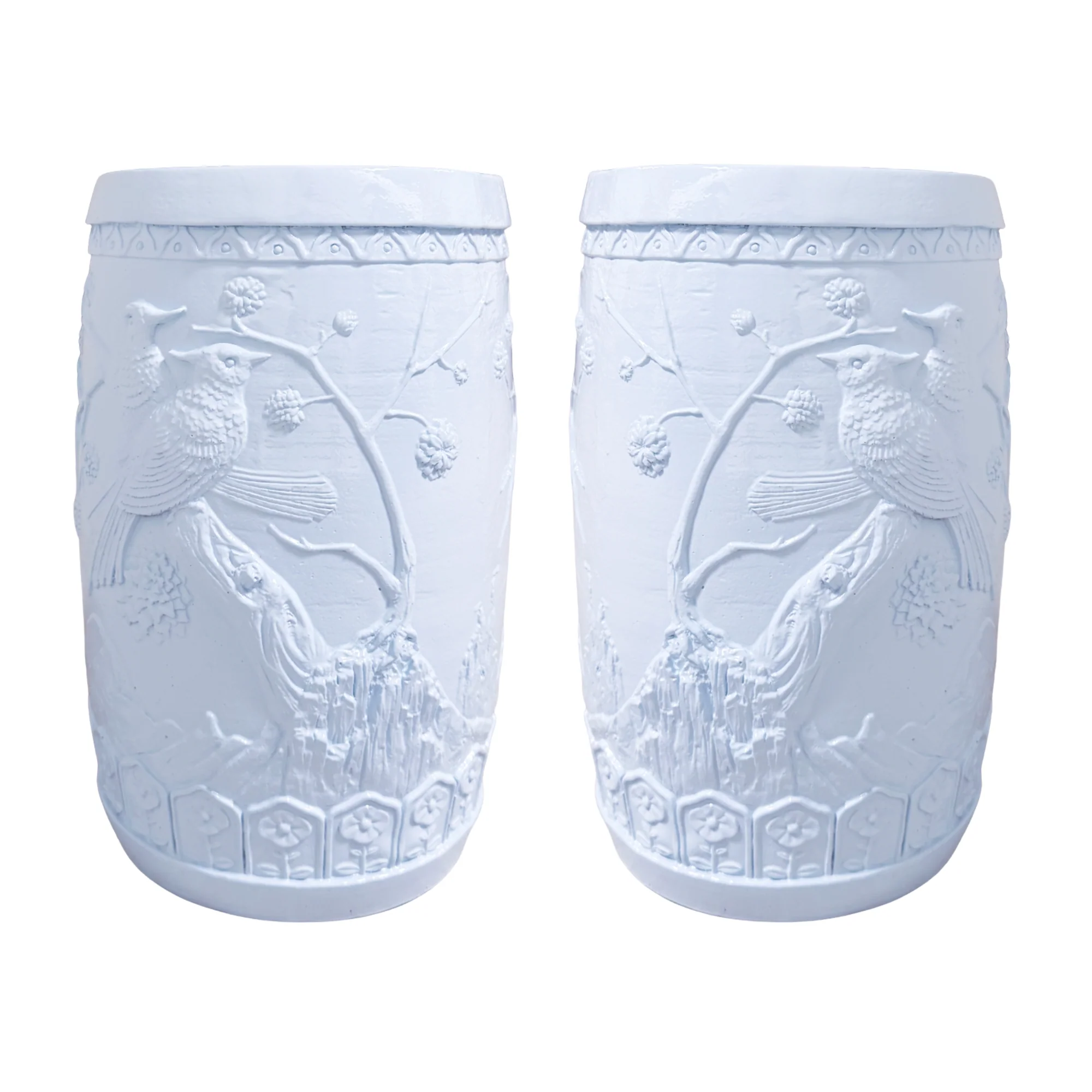 Pair of Decorative Drum Stools in Gulfstream Blue