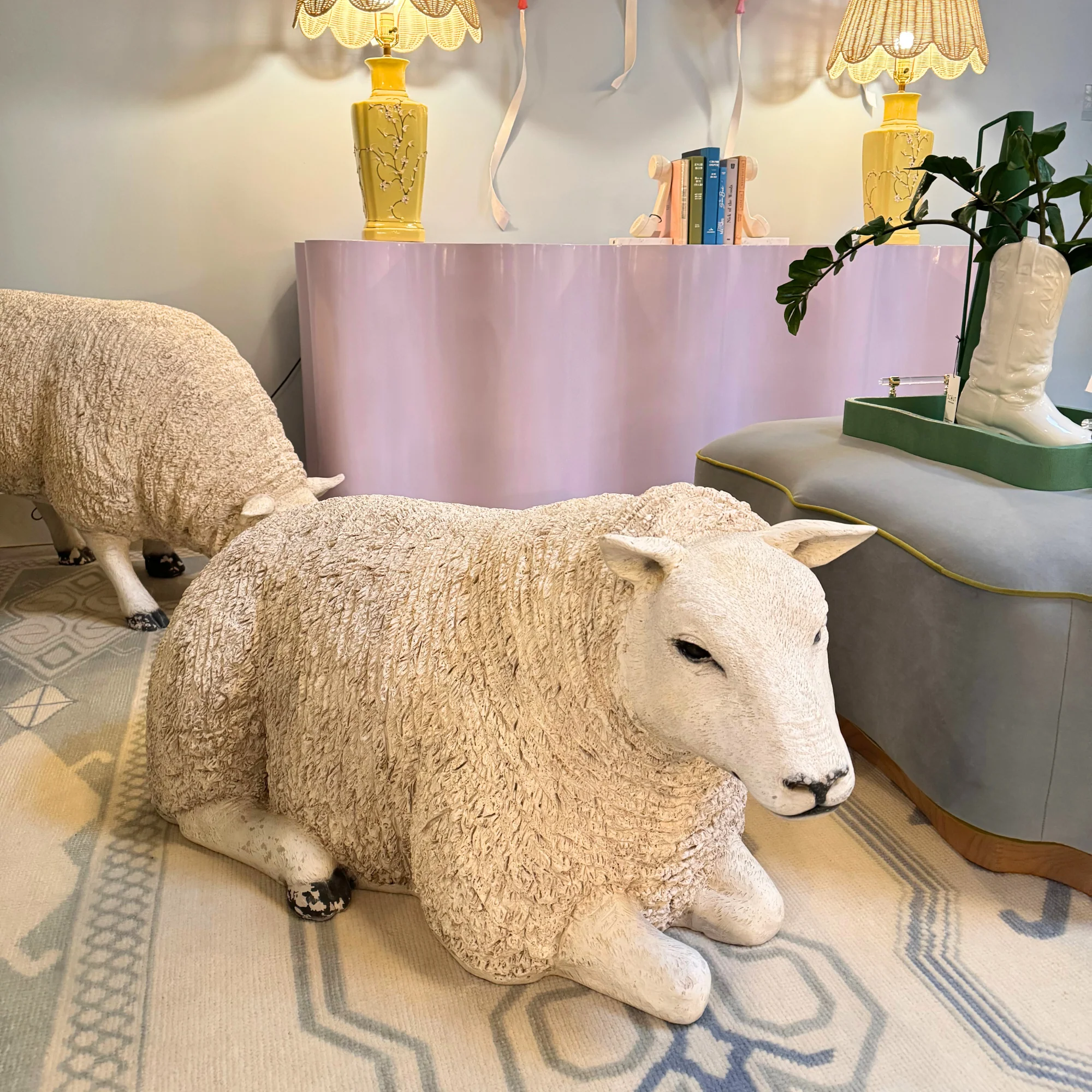 Pair of Life Size Composite Sheep - Image 2