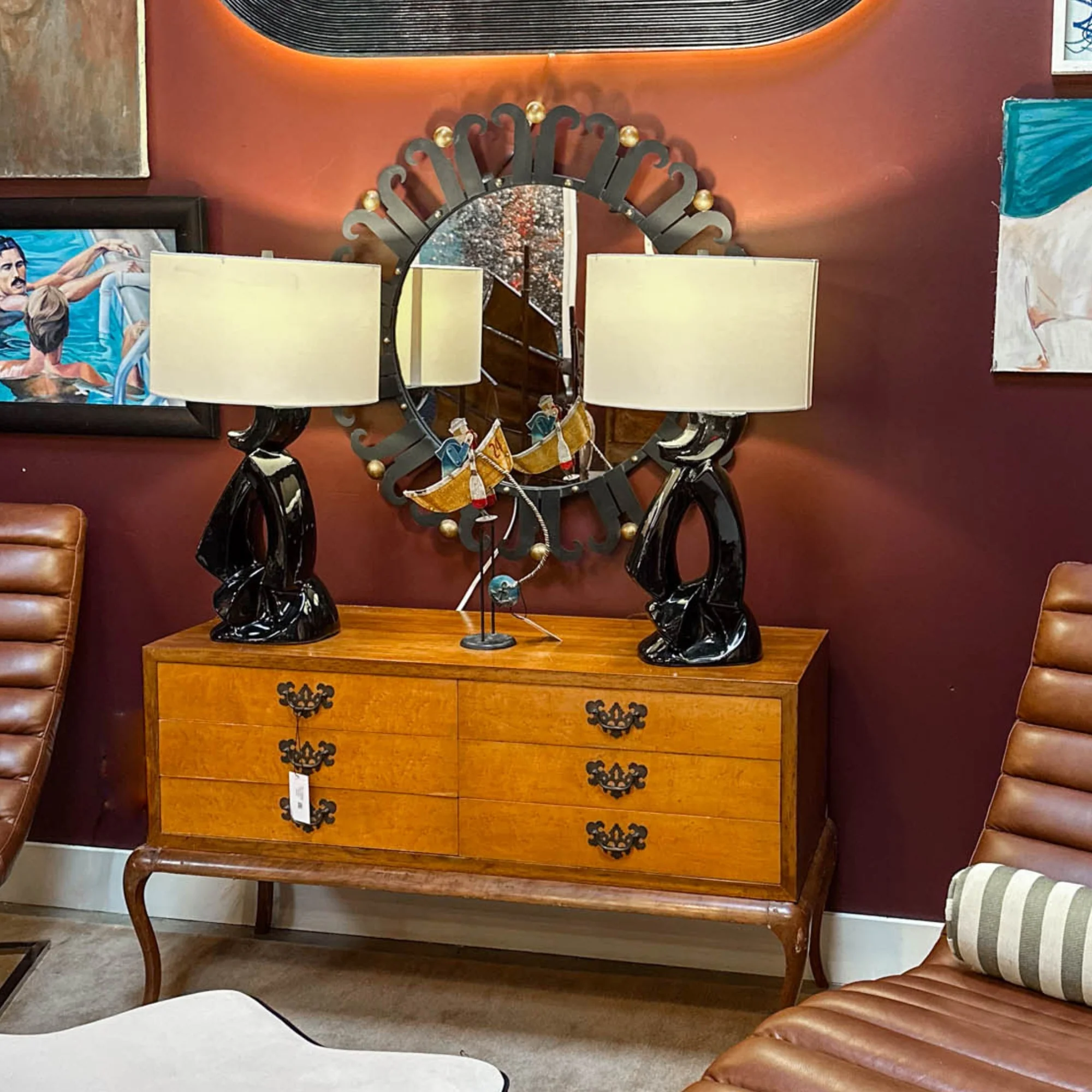 Pair of MCM Black Abstract Lamps - Image 3