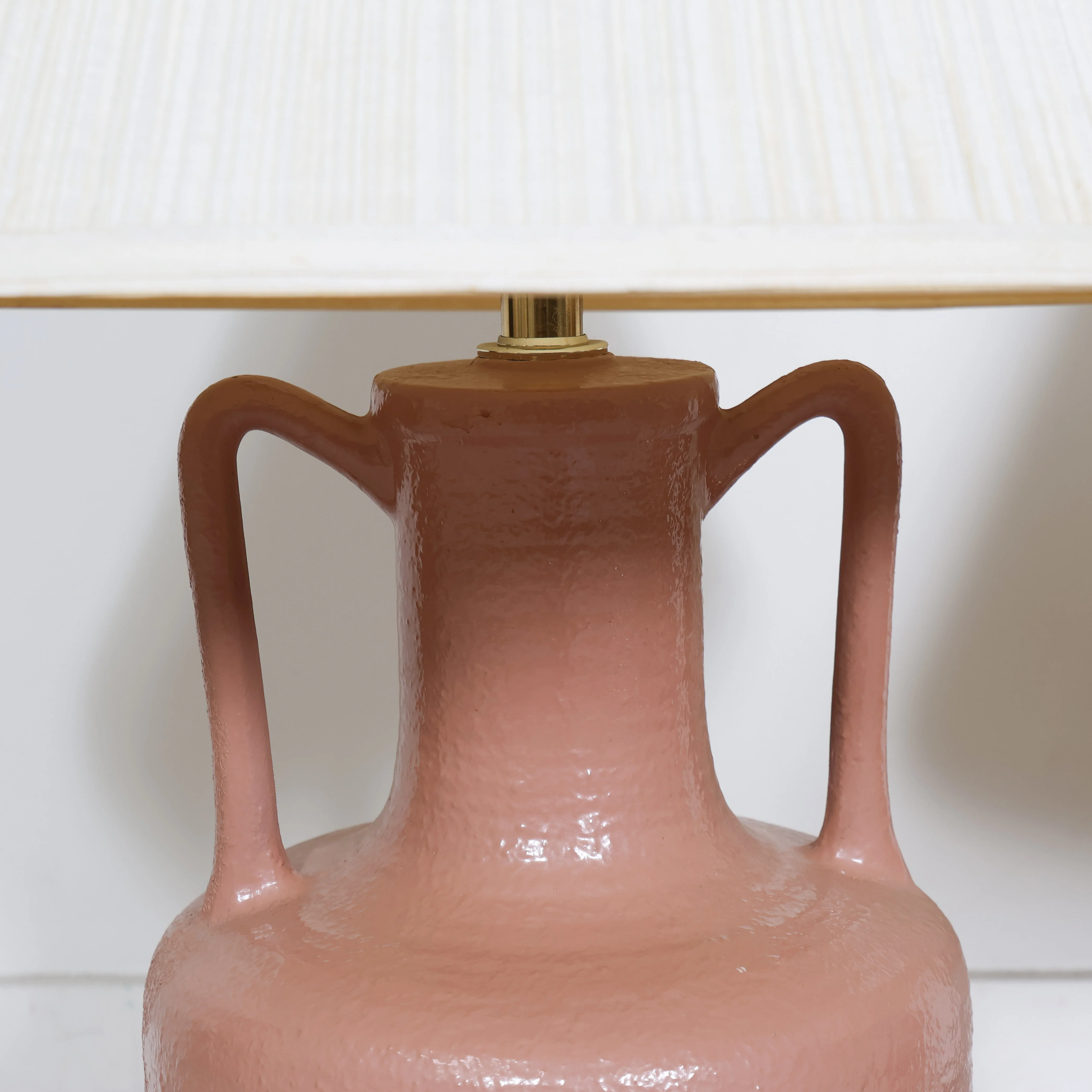 Pair of Vintage Terra Cotta Pottery Lamps with Handles - Image 3