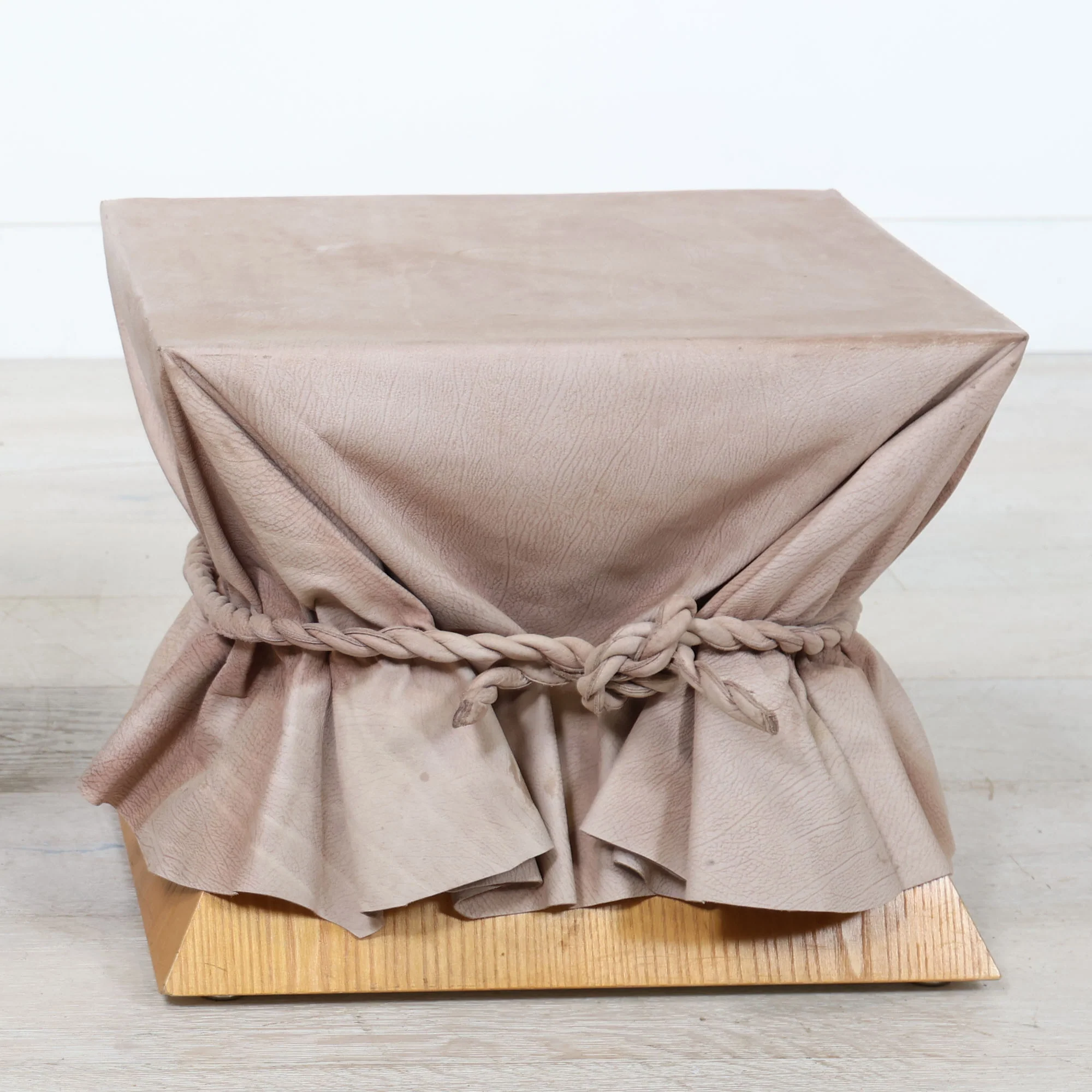 Pair of Wood Leather Wrapped Side Tables - Image 4