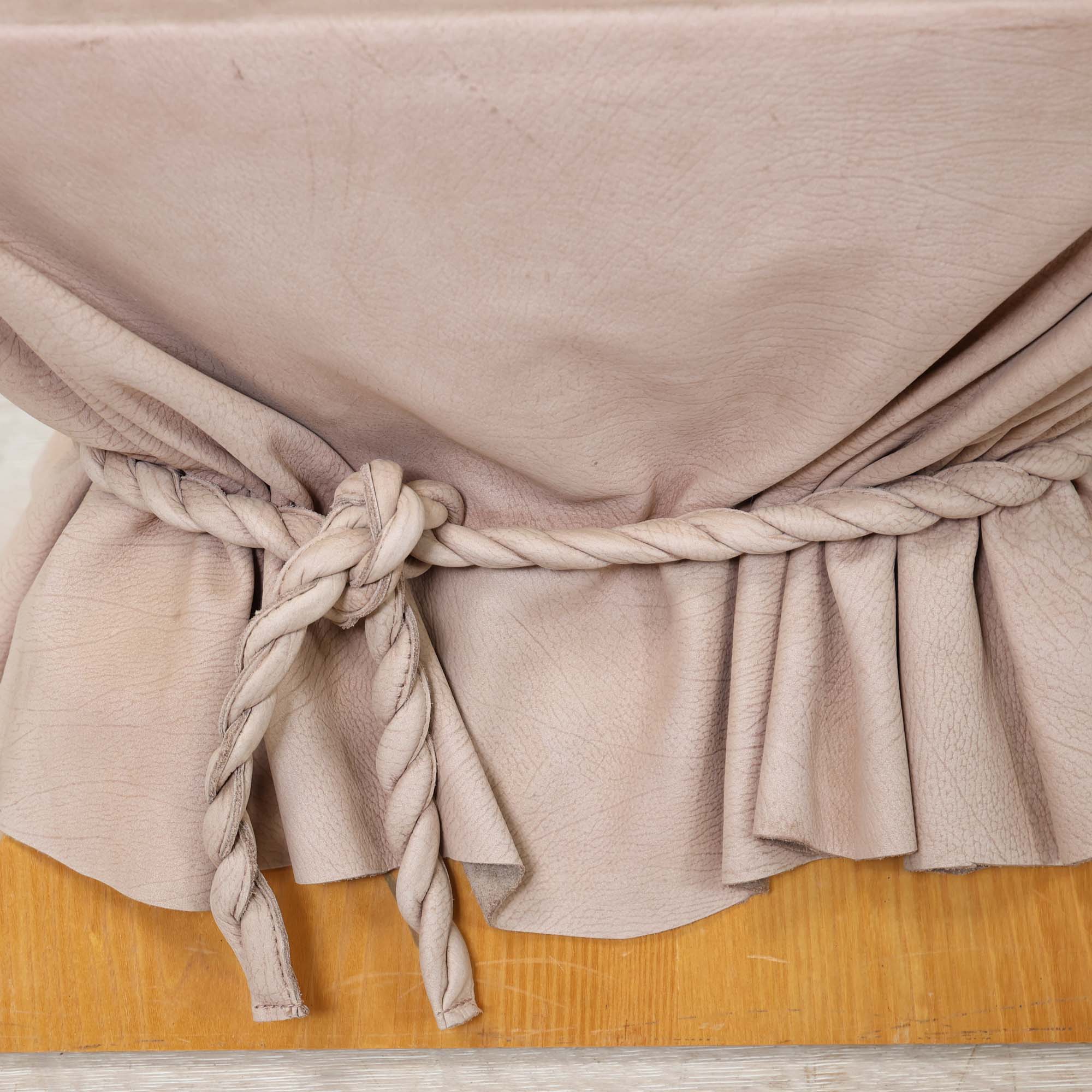Pair of Wood Leather Wrapped Side Tables - Image 5