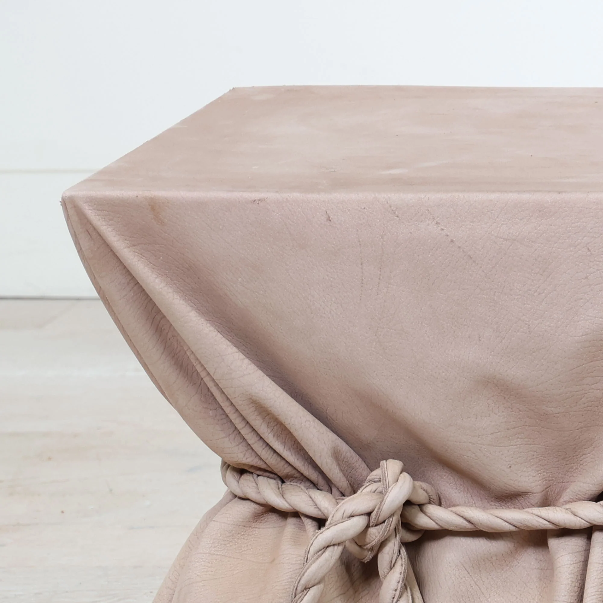 Pair of Wood Leather Wrapped Side Tables - Image 6