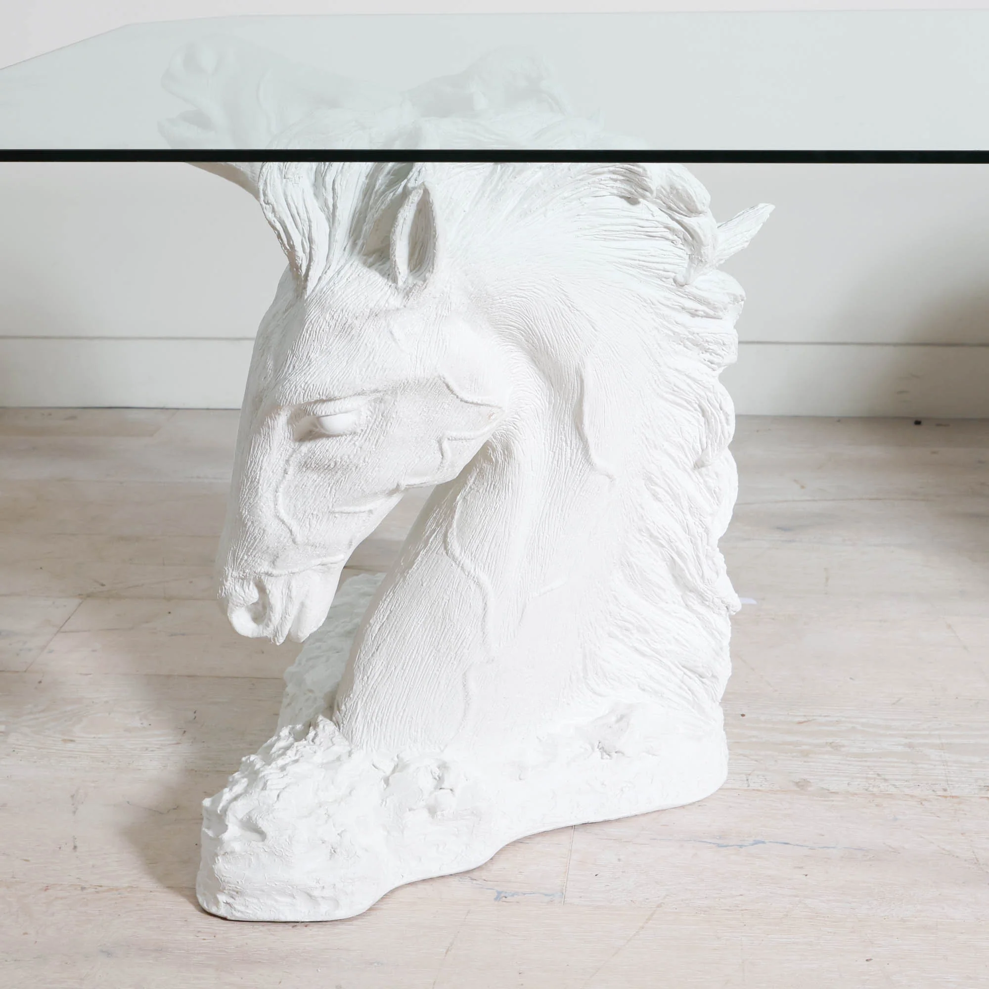 Plaster Horse Dining Table with Glass Top - Image 6