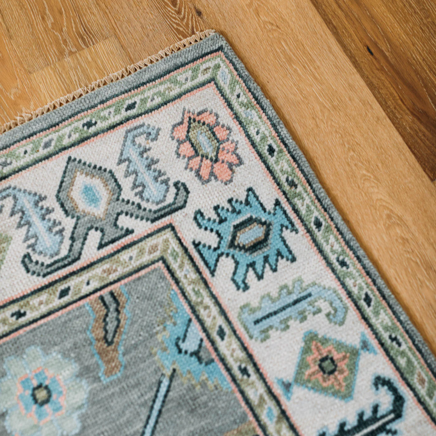 Poppy Pastel Turkish Knot Rug - Image 3