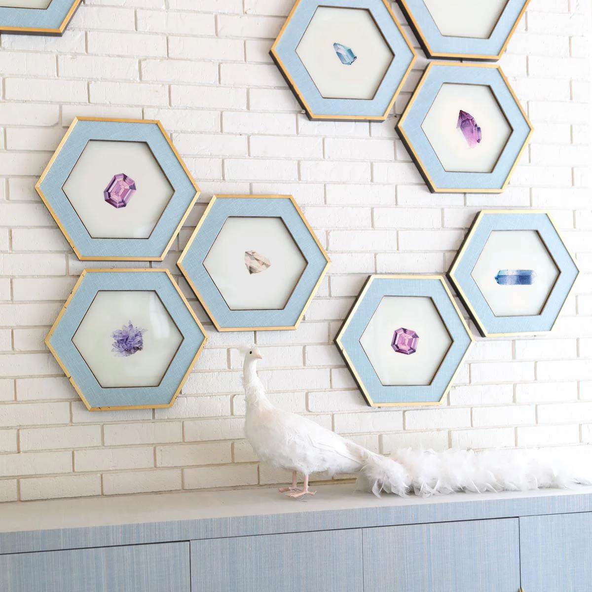Purple Gemstone Hexagon Art - Set of 5 - Image 2