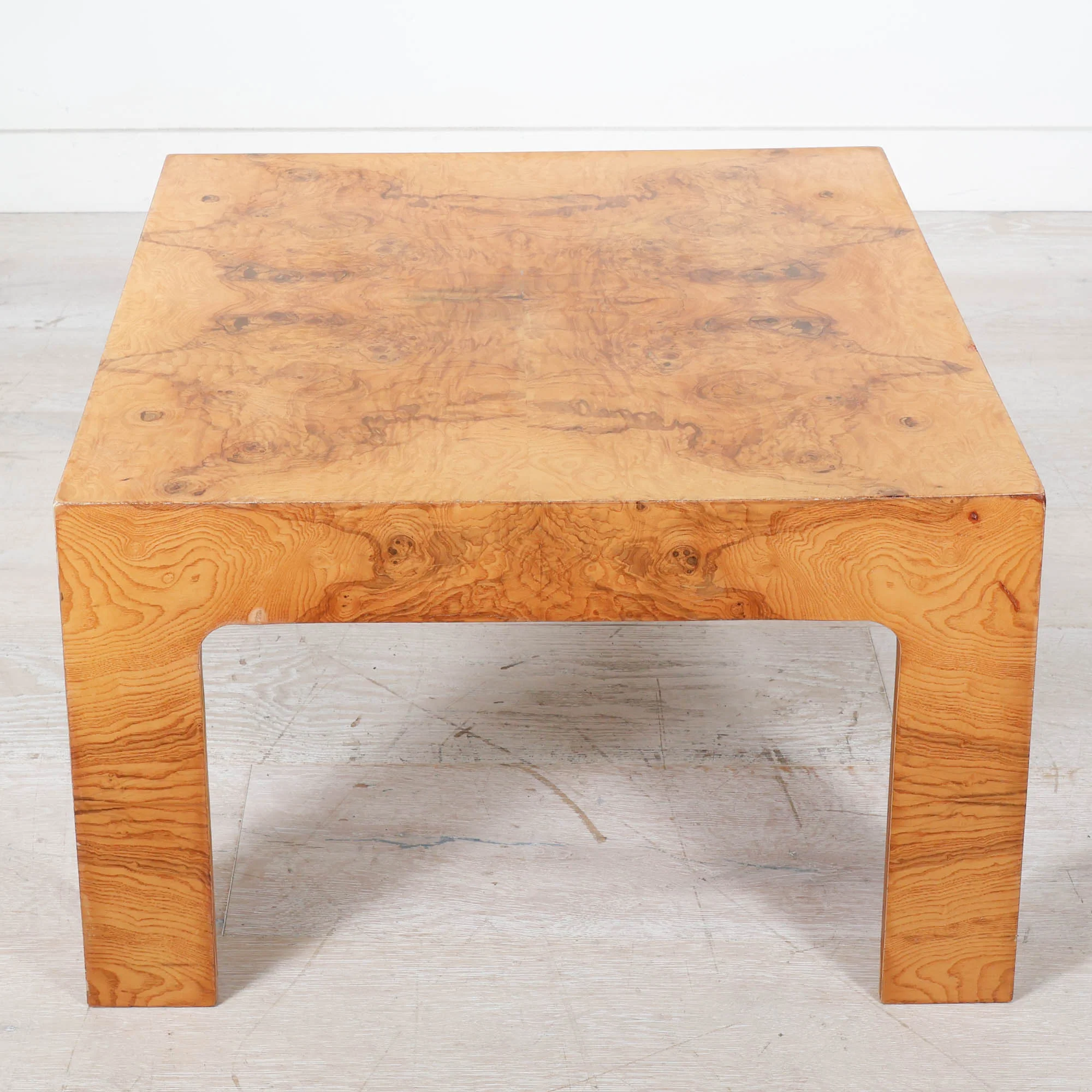 Square Olive Burl Wood Coffee Table in the style of Milo Baughman - Image 2