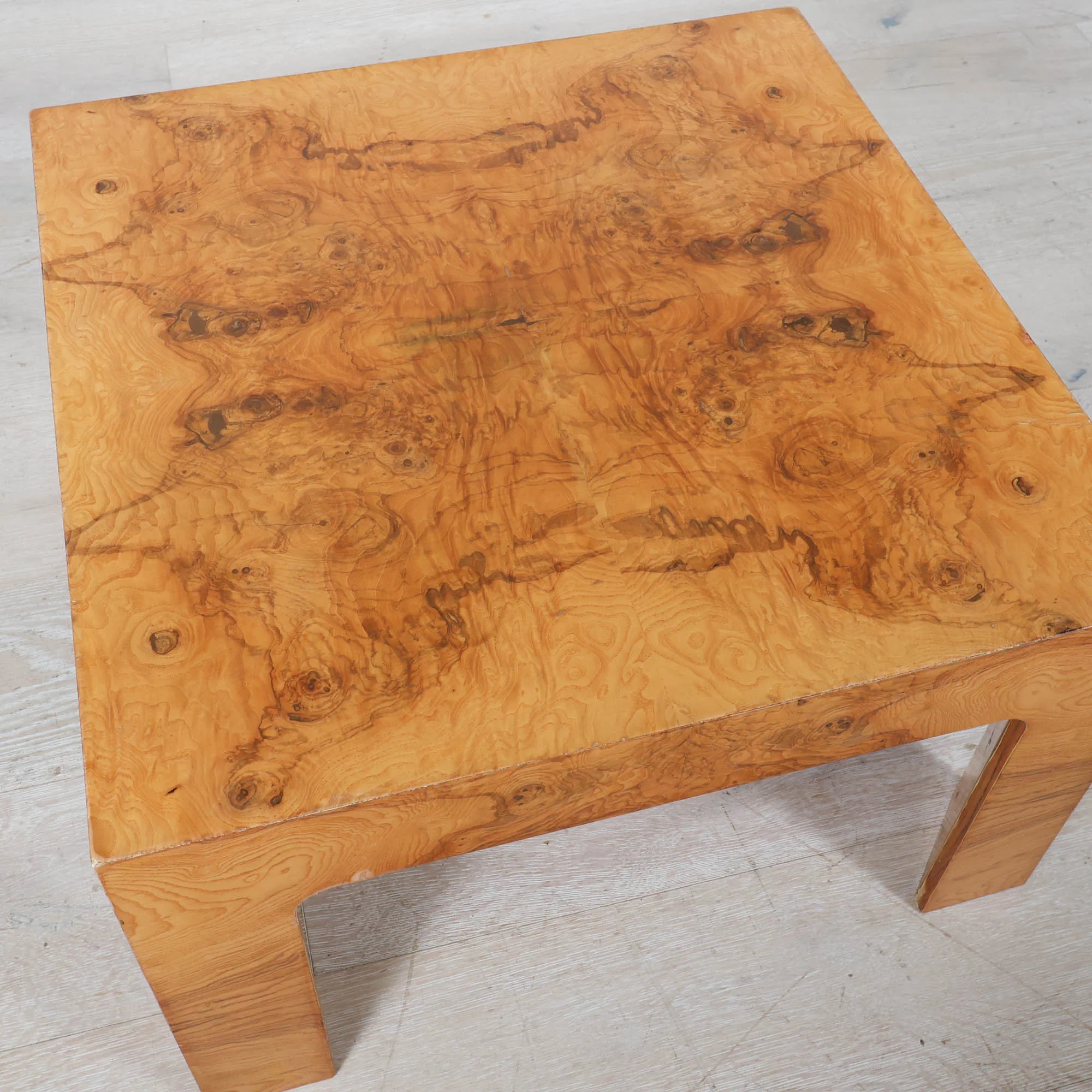 Square Olive Burl Wood Coffee Table in the style of Milo Baughman - Image 3