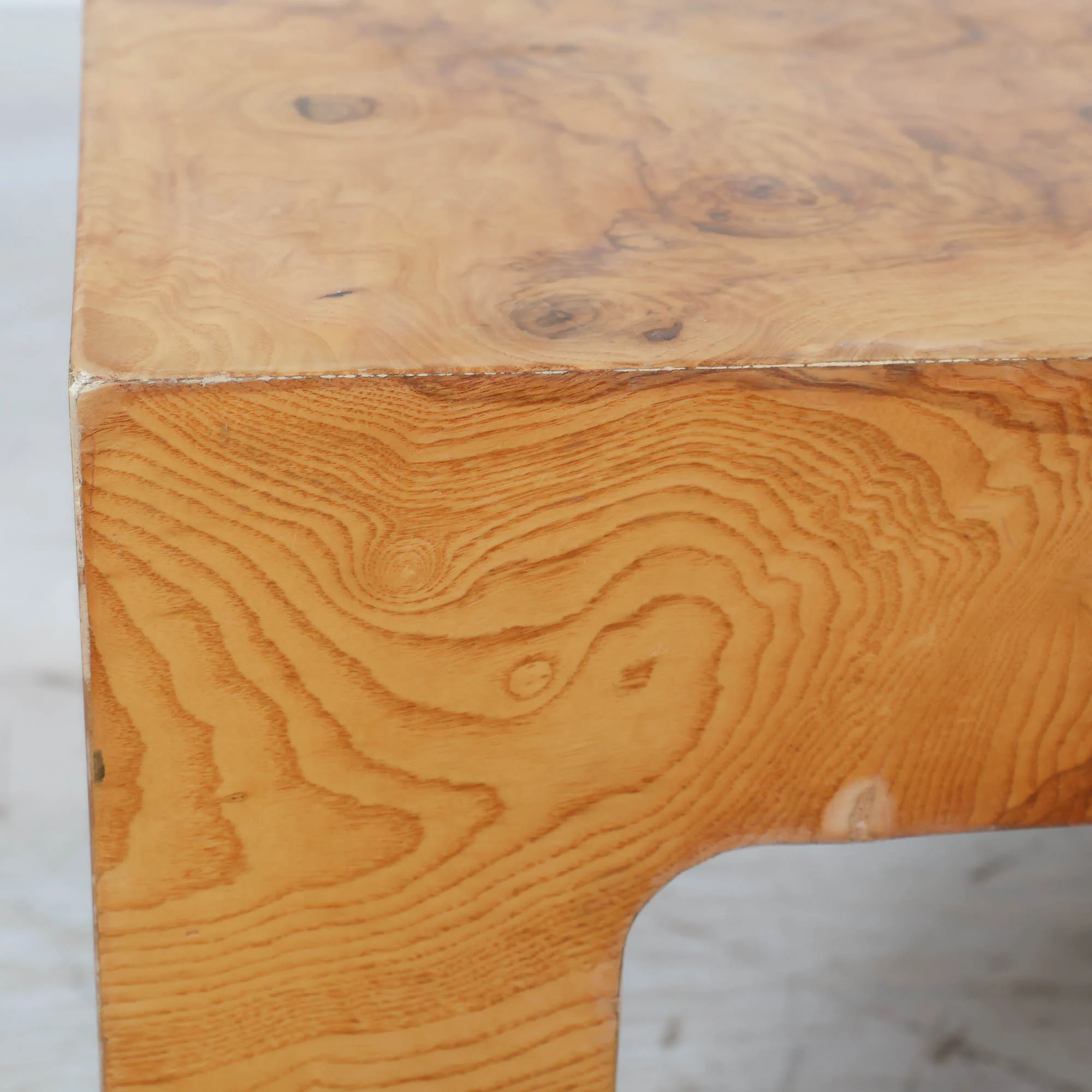 Square Olive Burl Wood Coffee Table in the style of Milo Baughman - Image 5