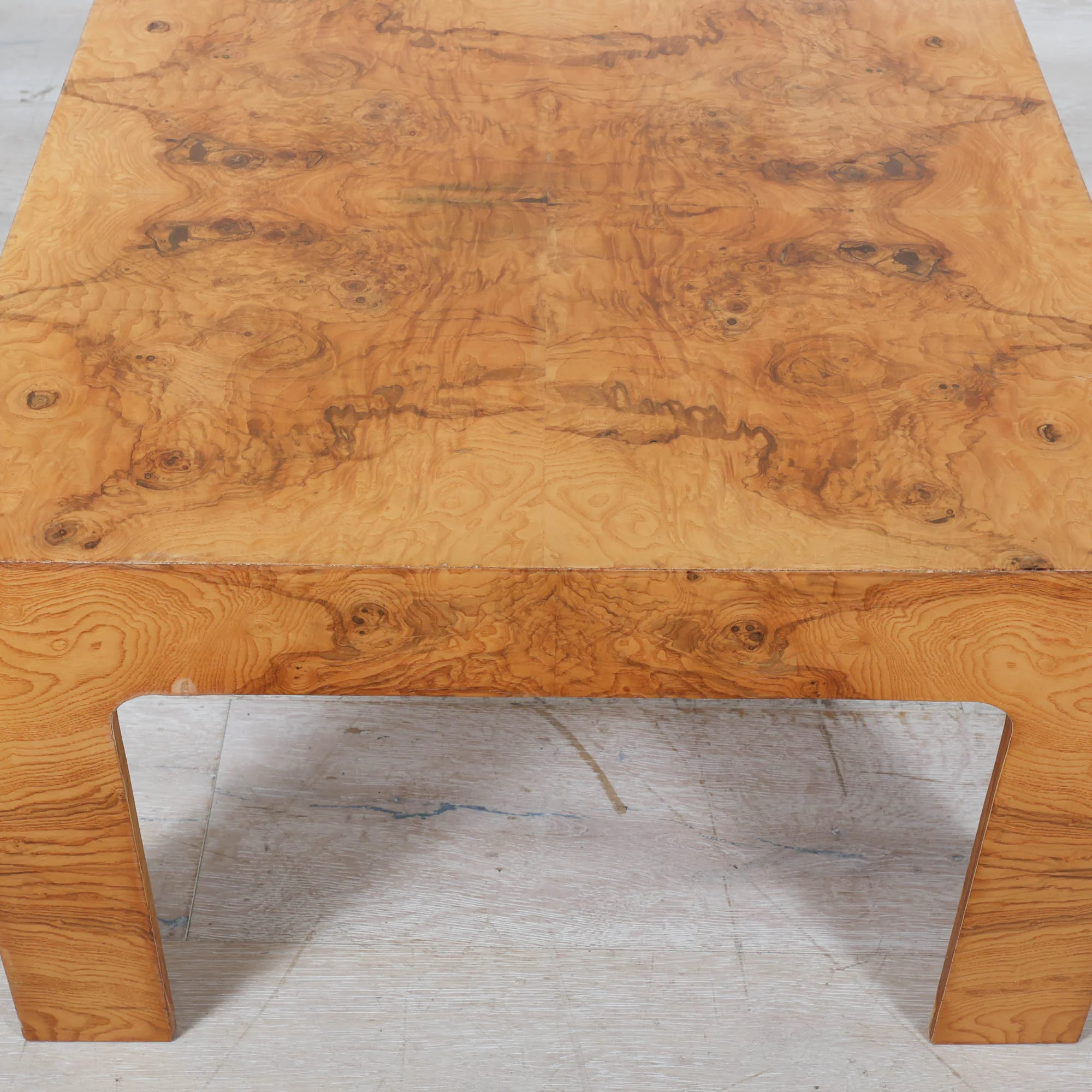 Square Olive Burl Wood Coffee Table in the style of Milo Baughman - Image 7