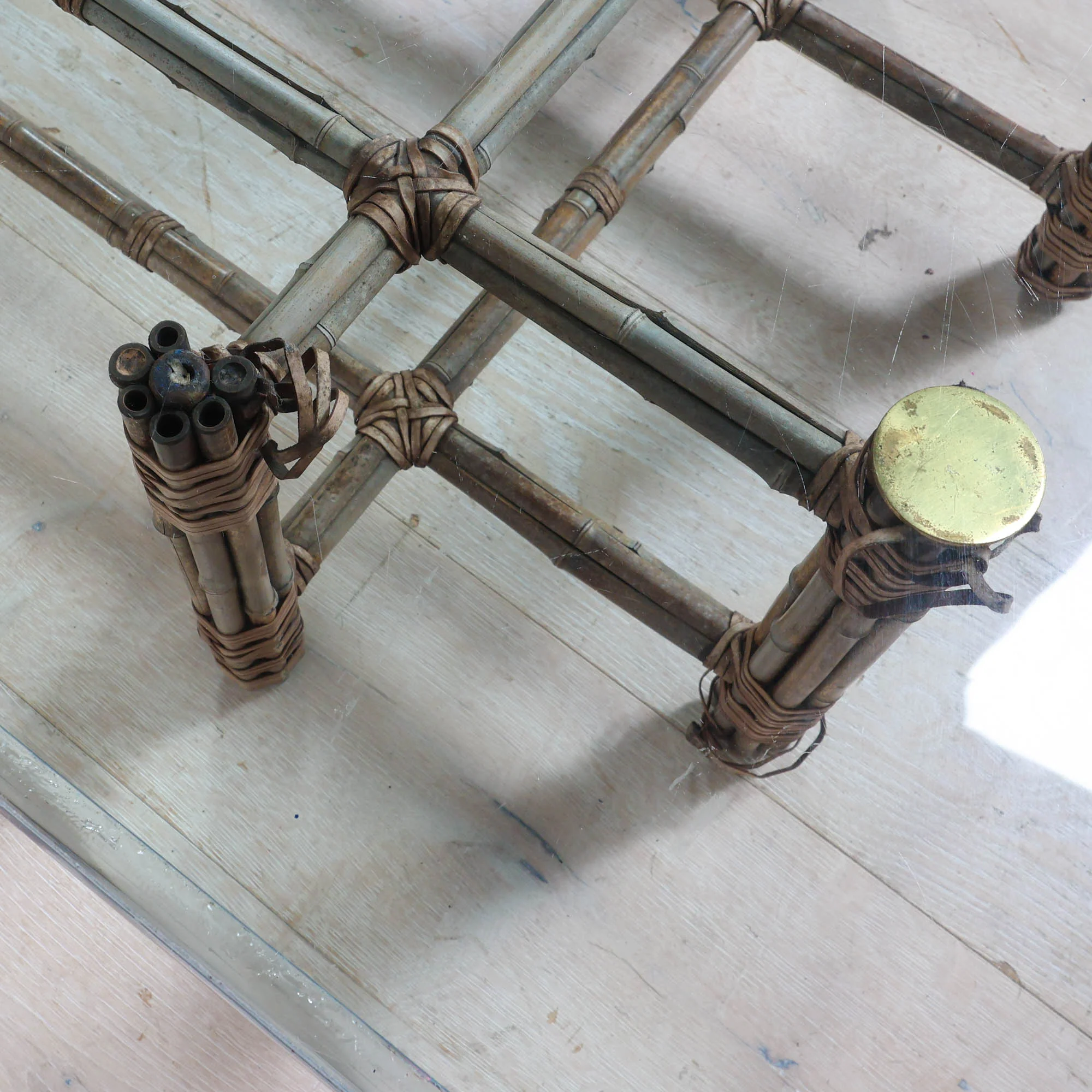 Rectangular Bamboo and Glass Coffee Table by McGuire - Image 3