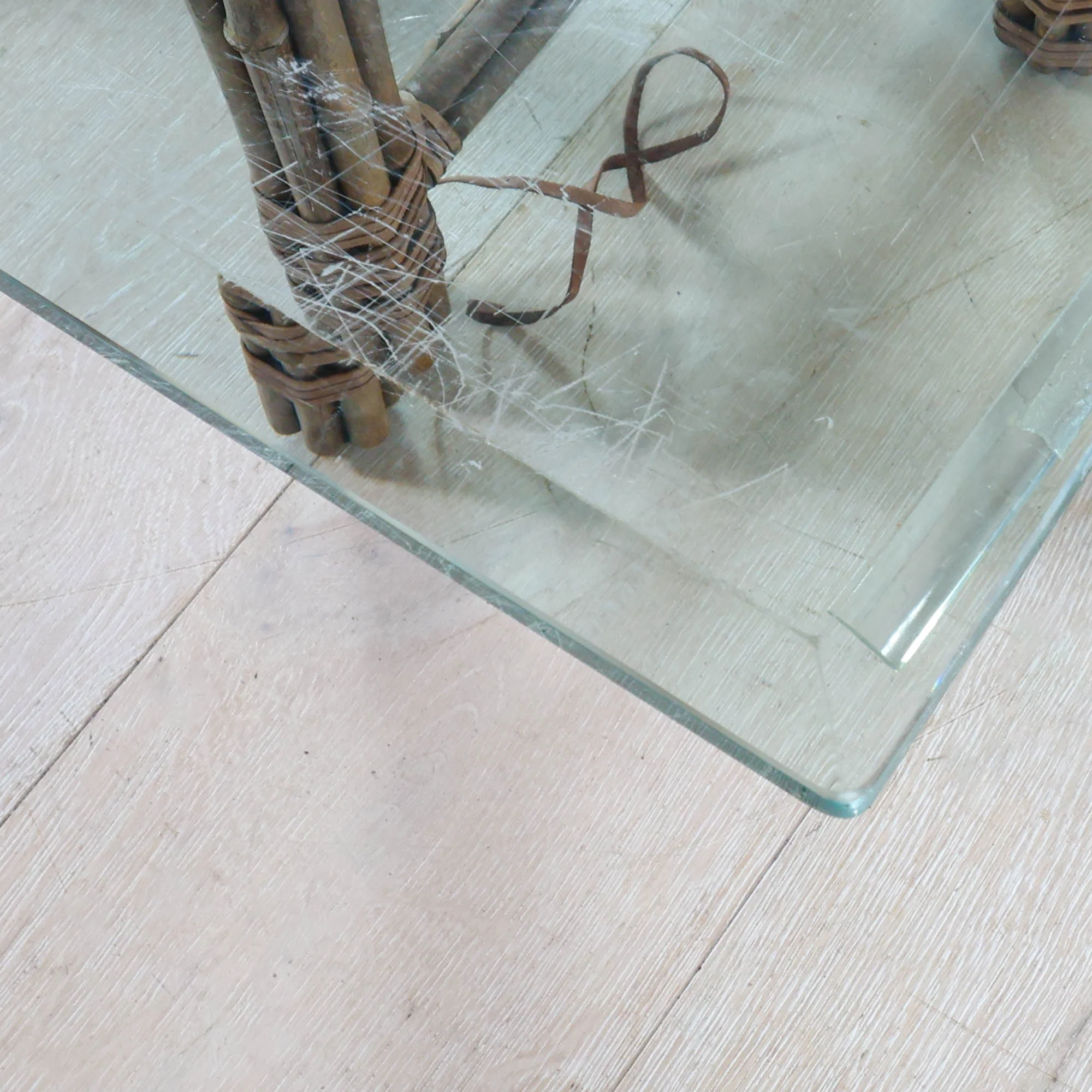 Rectangular Bamboo and Glass Coffee Table by McGuire - Image 5