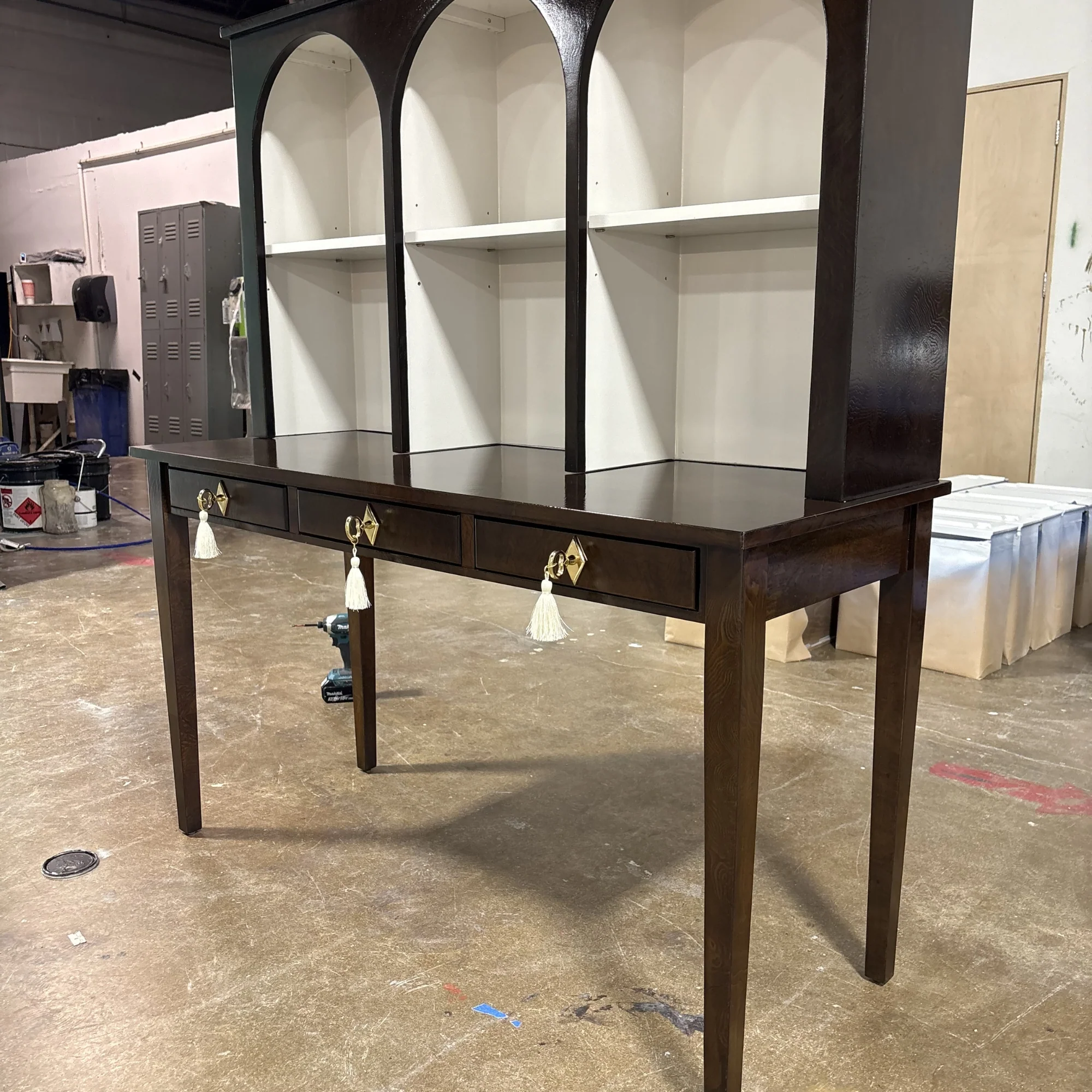 Refinished Olive Ash Desk with Hutch - Image 2