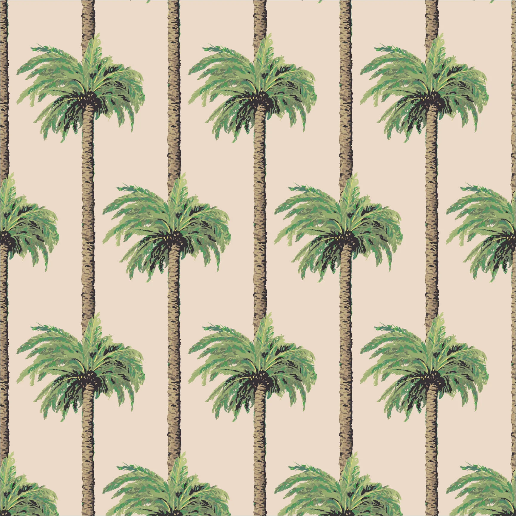 Retro Tiki Palm Trees Wallpaper - Tan